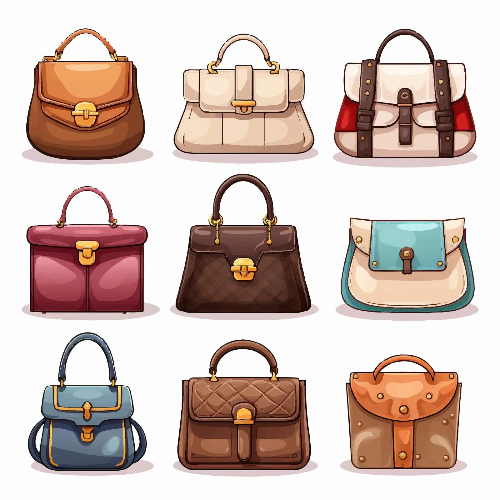 Set of Cartoon Women Purses Vector Illustration – free colorful bags image from Dotvec