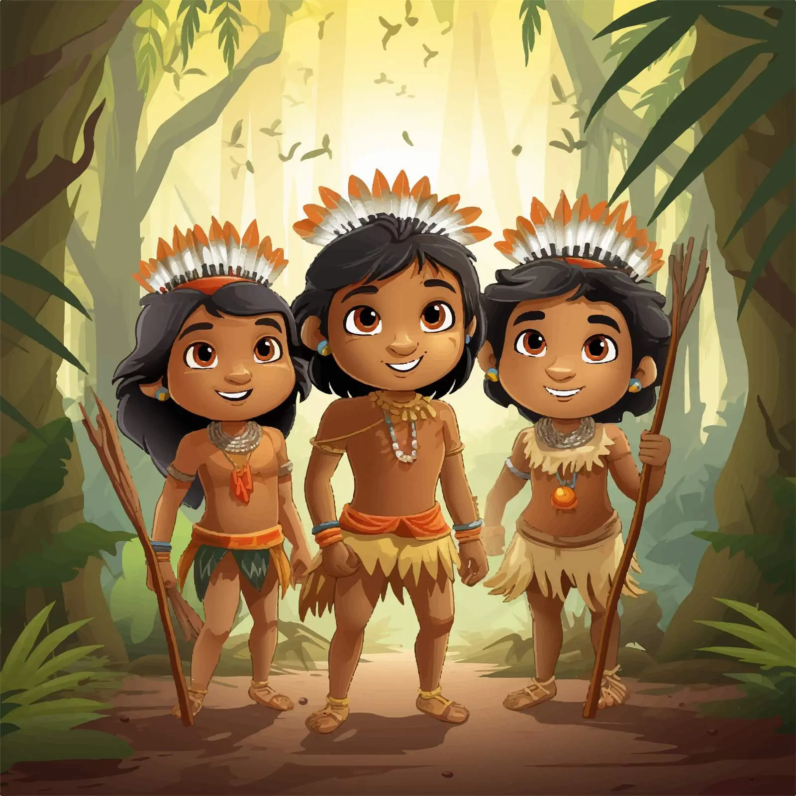 Three Indian Kids Exploring a Forest — free download from Dotvec
