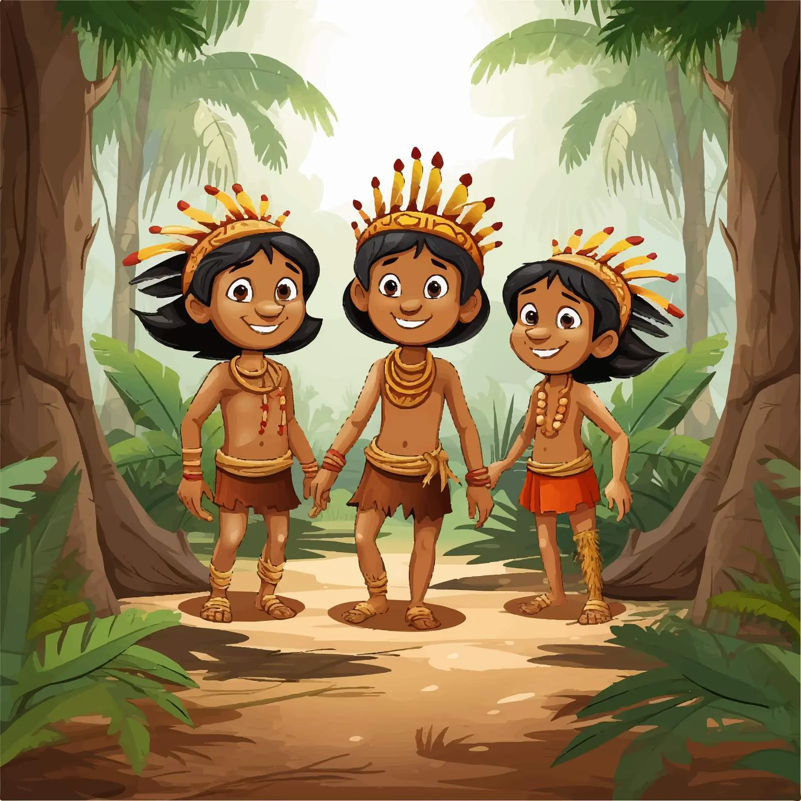 Three Indian Kids Exploring the Forest — free download from Dotvec