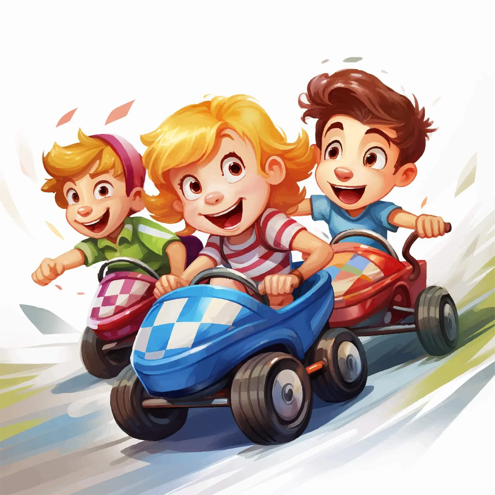 Three Kids Racing Illustration in Street Setting — free download from Dotvec