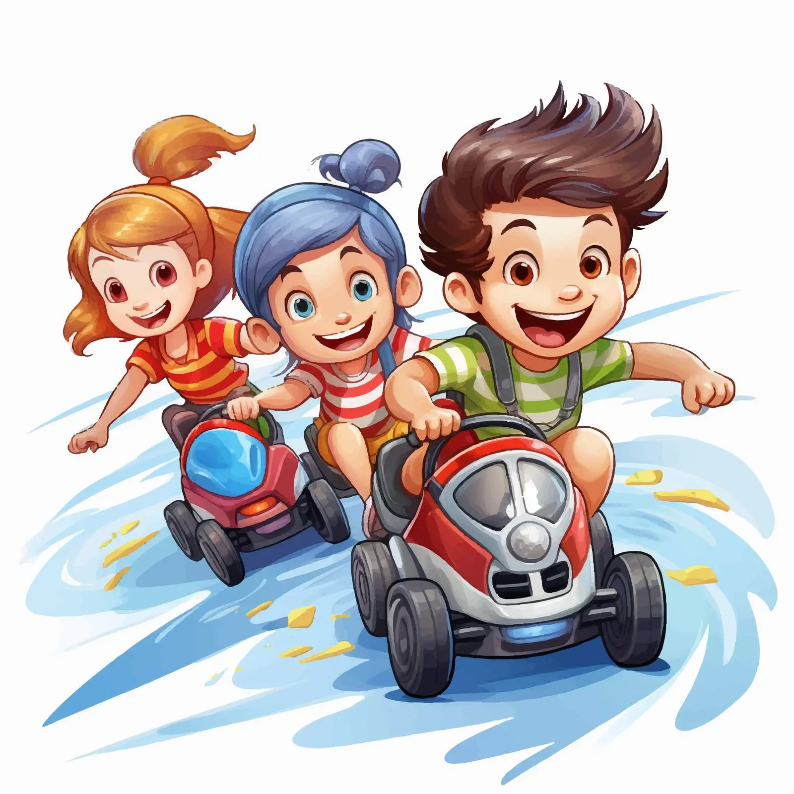 Three Kids Racing Illustration in Vector Style — free download from Dotvec