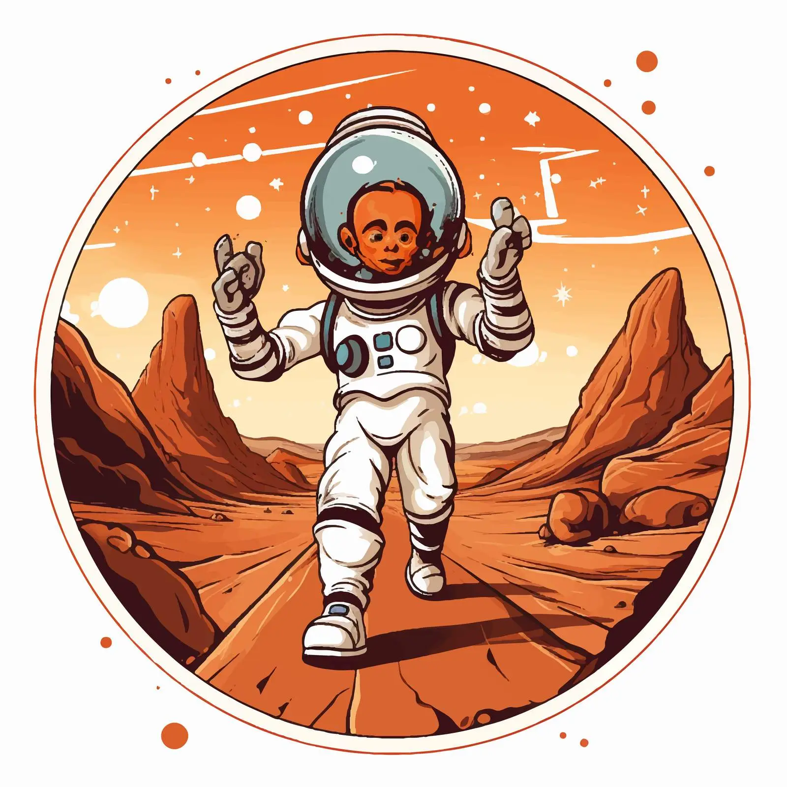 Going to Mars Cartoon Poster Illustration — free download from Dotvec