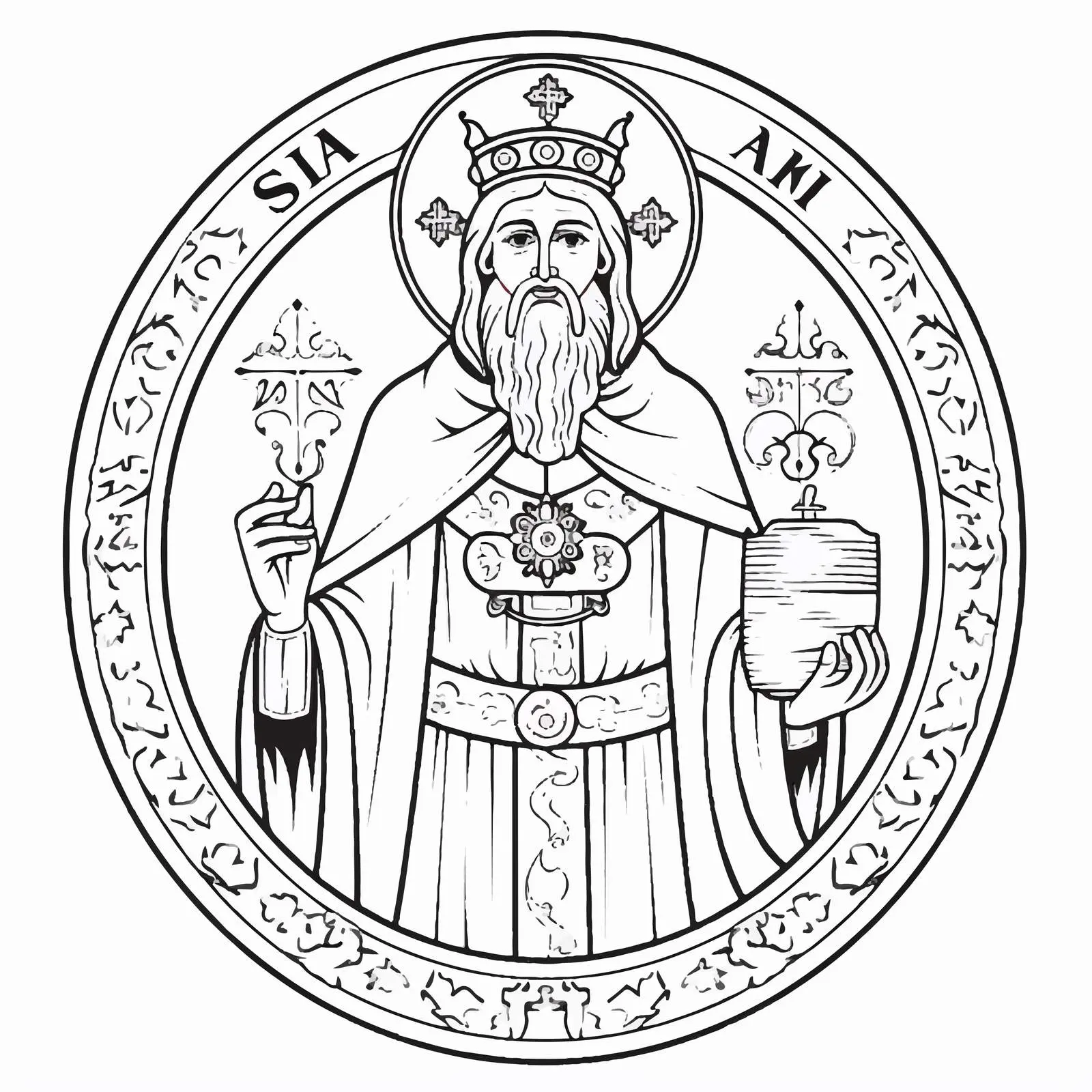 Vintage Coloring Page of Saint Sava – free art for adults image from Dotvec