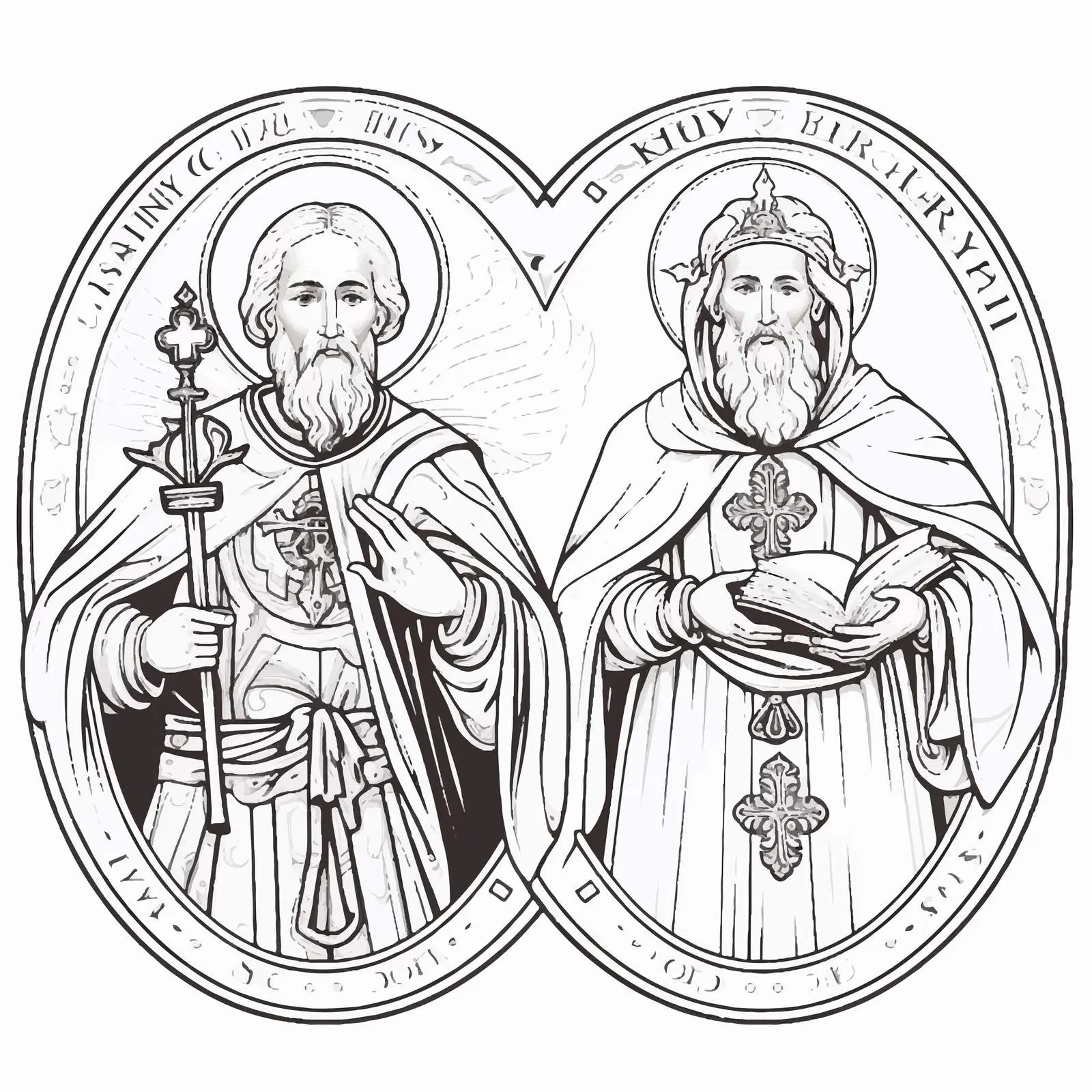Saints John of Kronstadt and Seraphim Illustration — free download from Dotvec