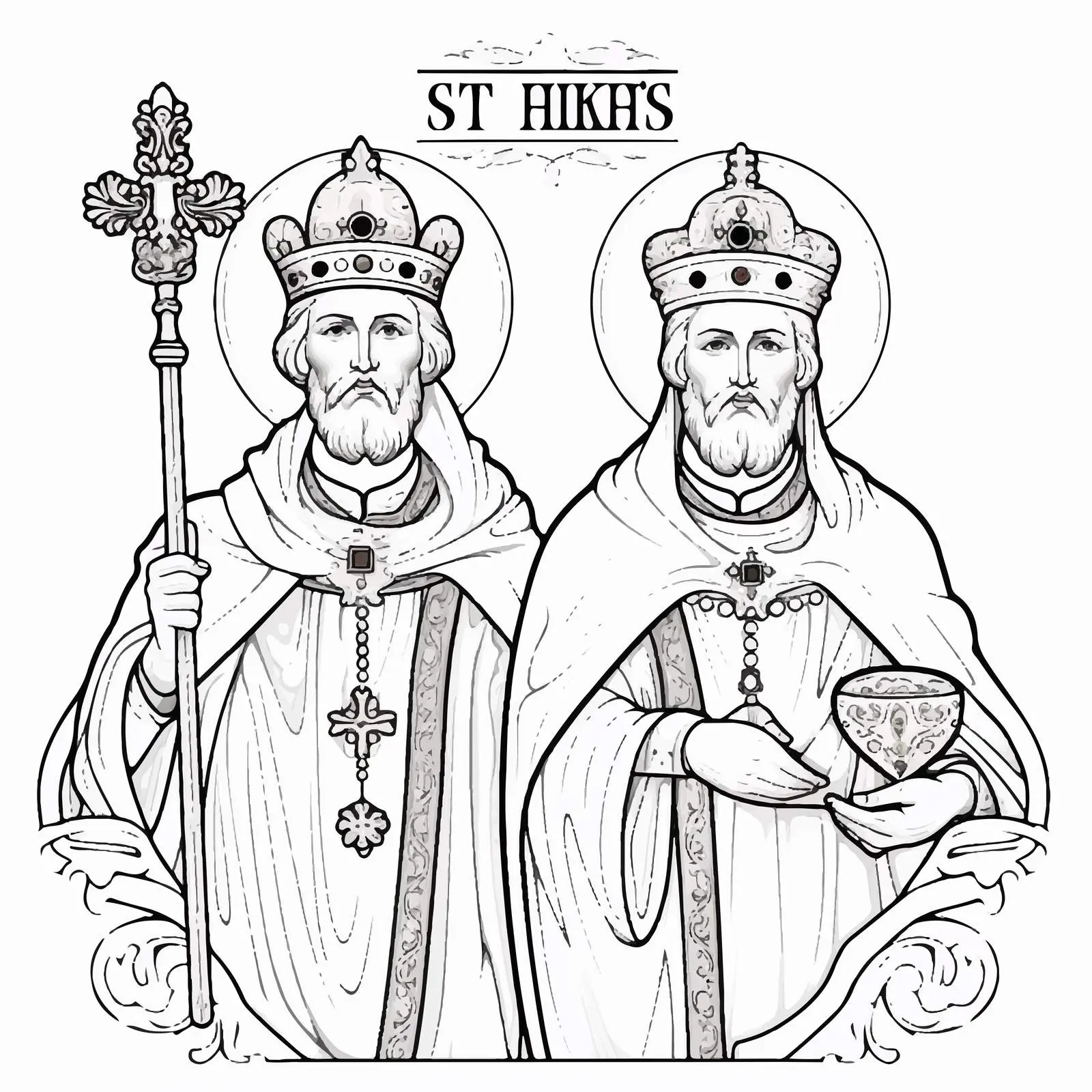 Saints Nikolaj Velimirovich and Justin I Vector Art — free download from Dotvec