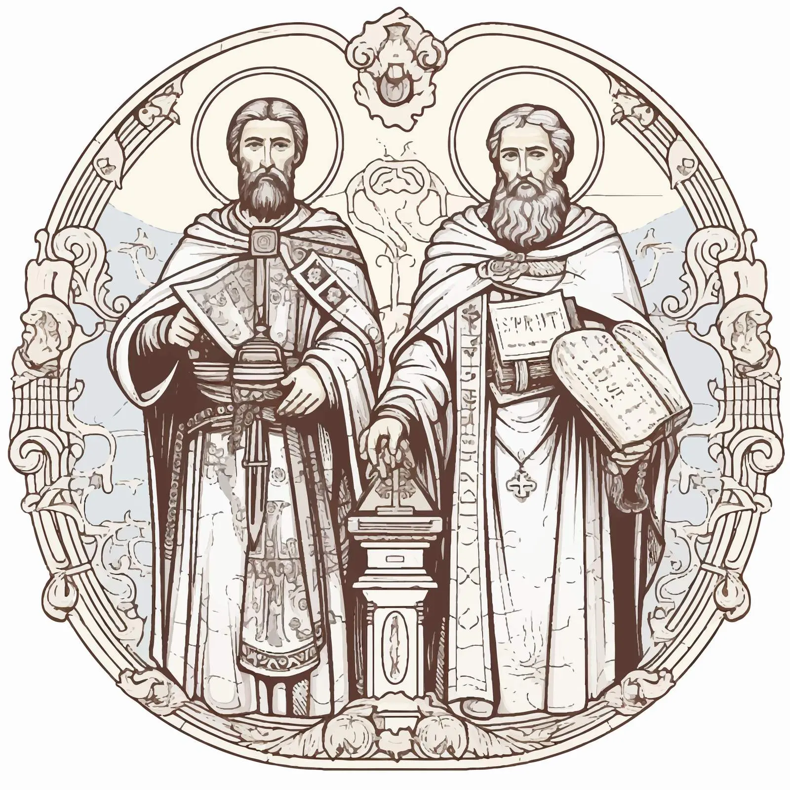 Saints Nikolaj Velimirovich and Justin I Vector Art — free download from Dotvec