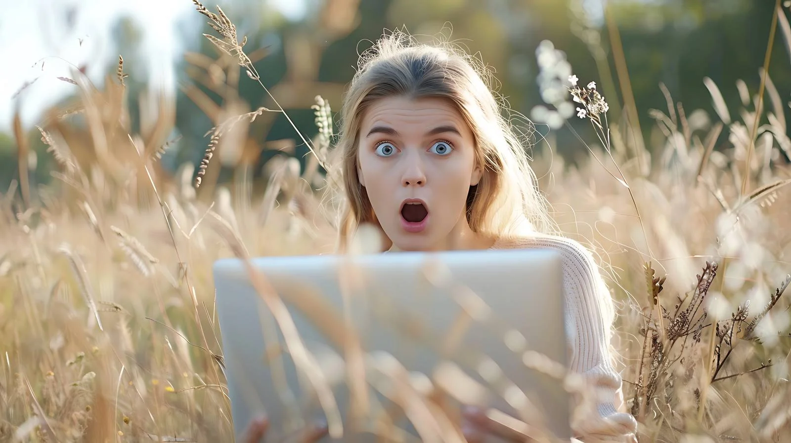 A Young Woman's Astonishment in a Meadow — free download from Dotvec