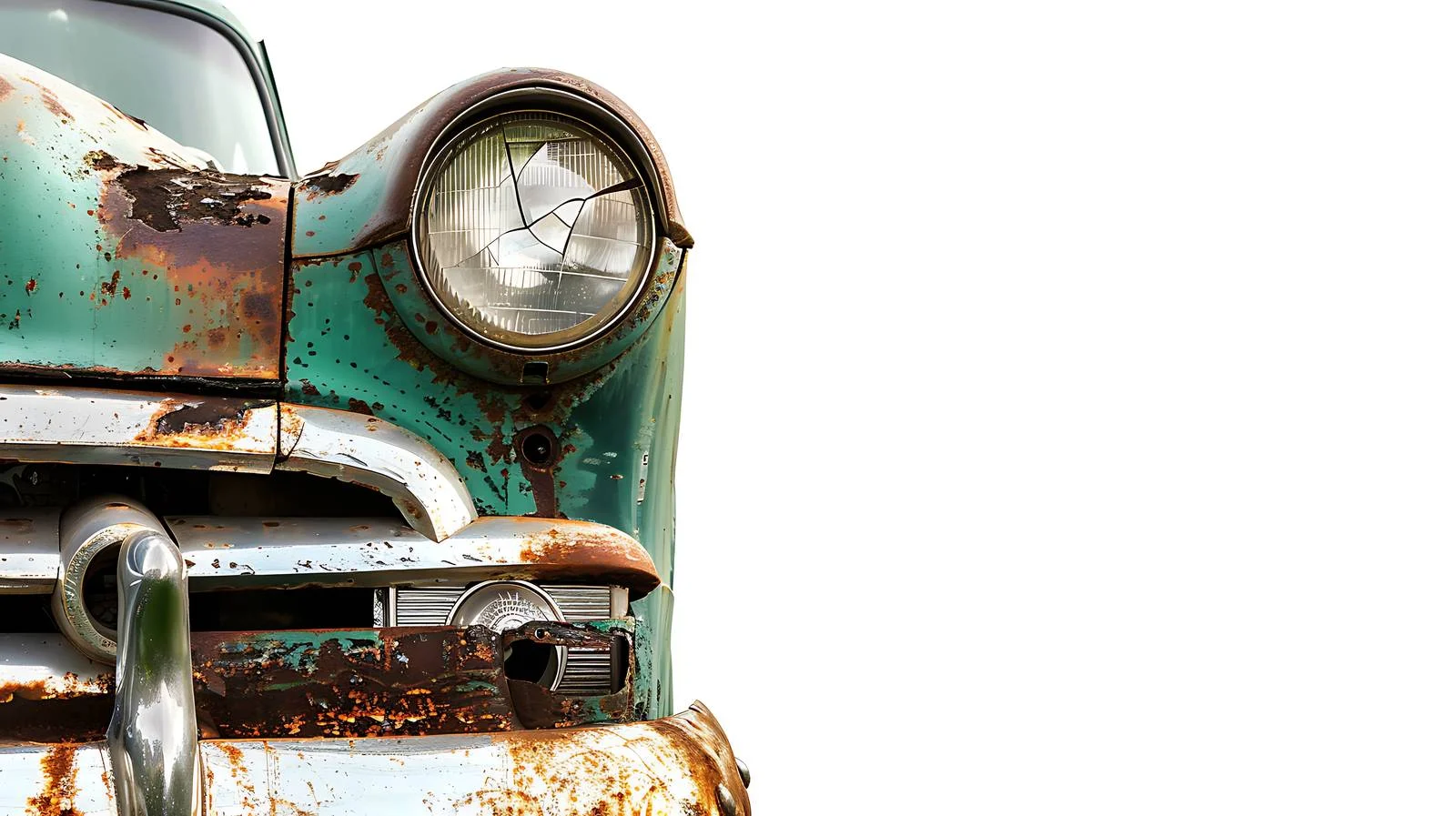 Abandoned bygone era rusty green car — free download from Dotvec