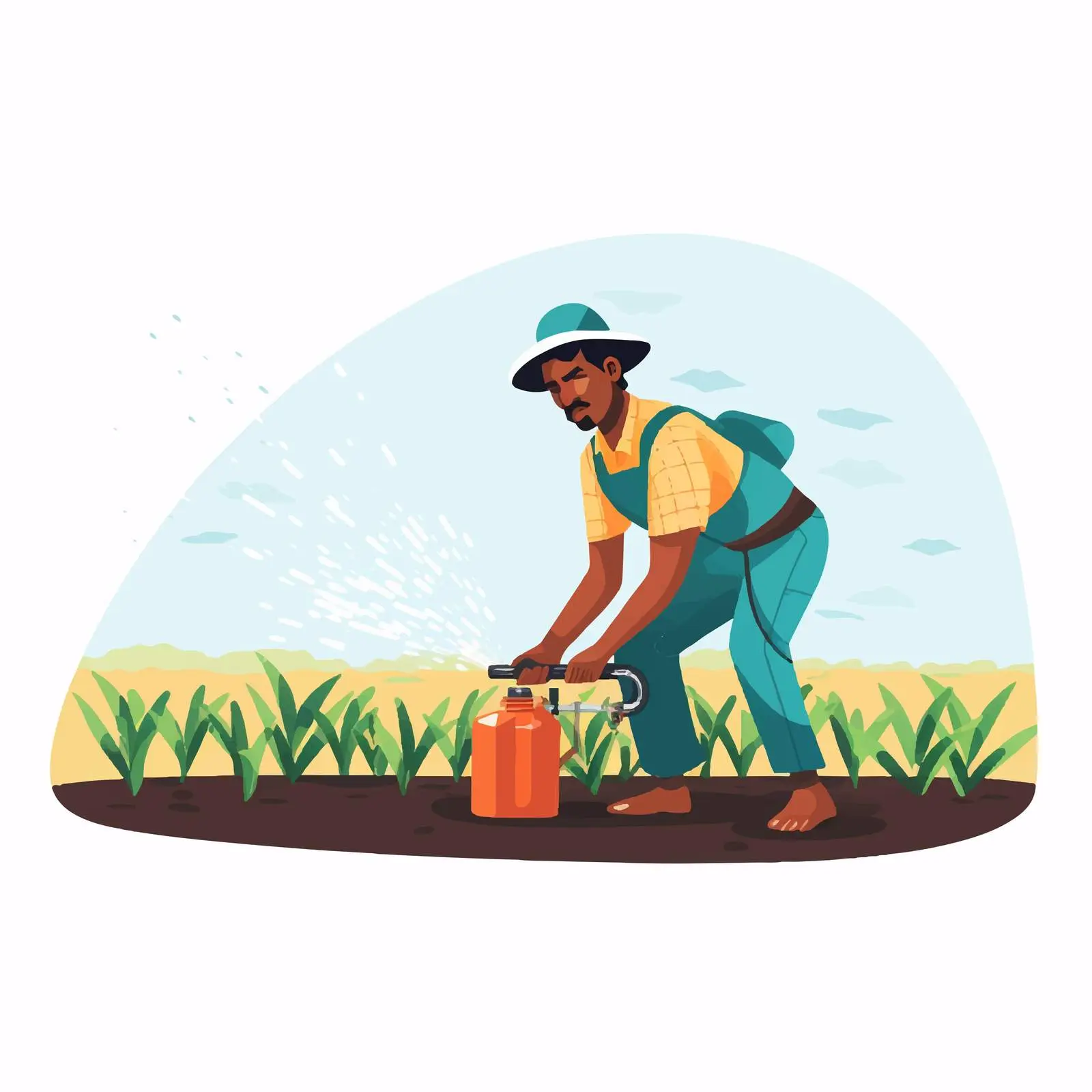 Indian Farmer Spraying Fertilizer on Farm Field — free download from Dotvec