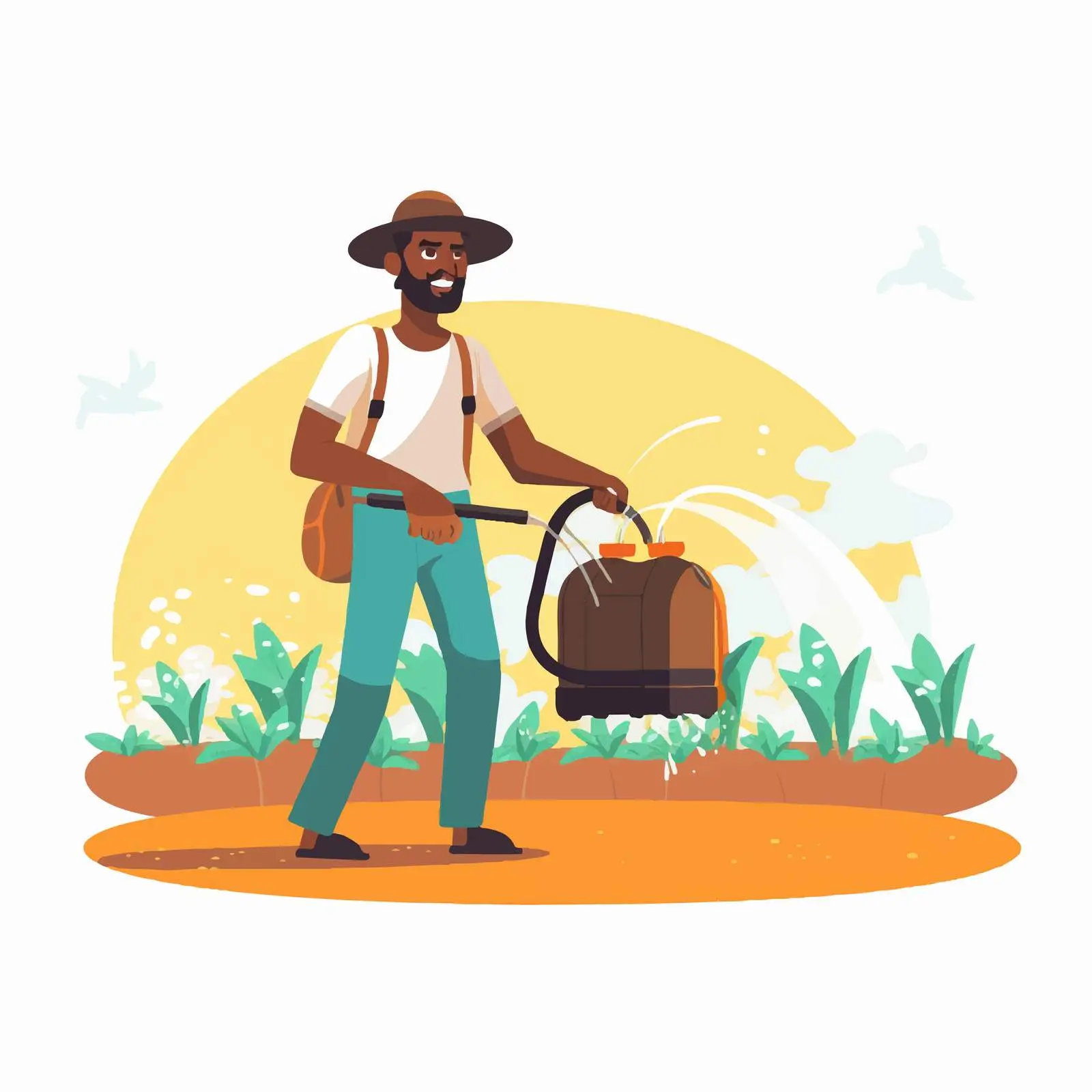 Indian Farmer Spraying Fertilizer on Farm Field — free download from Dotvec