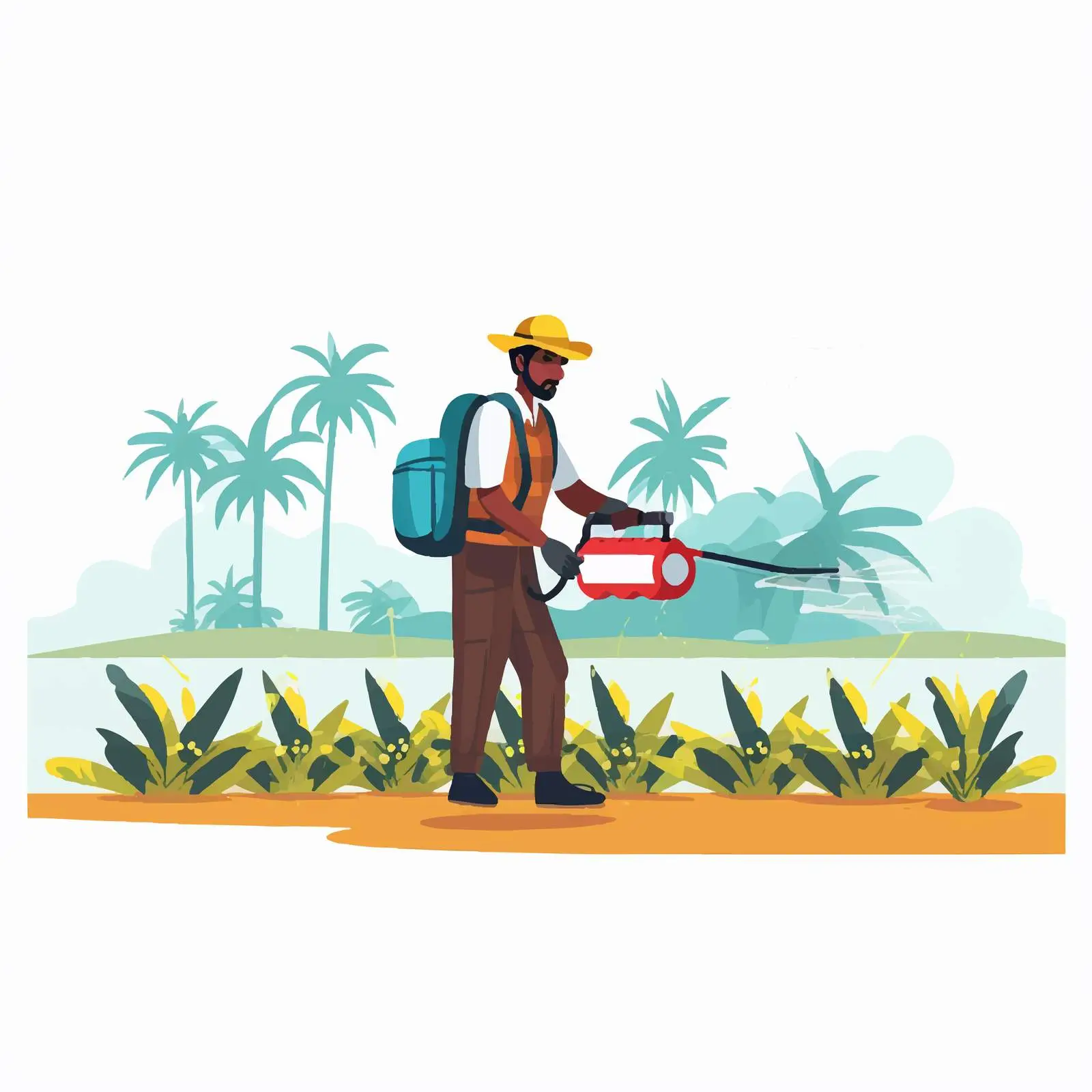 Indian Farmer Spraying Fertilizer in Field — free download from Dotvec