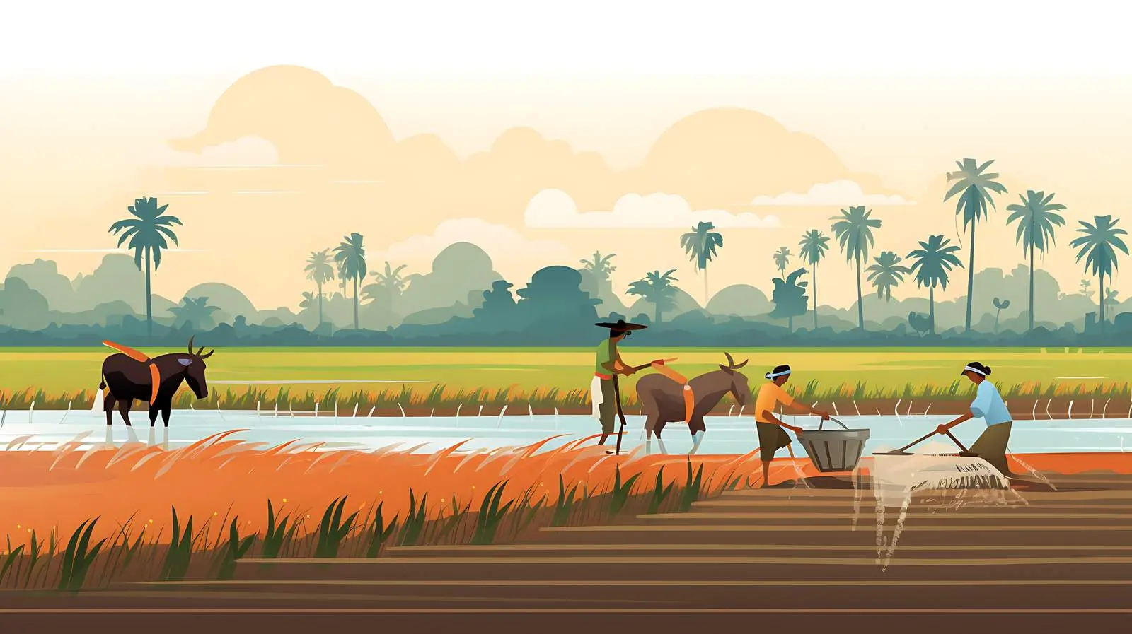 Indian Farmers Harvesting Rice — free download from Dotvec