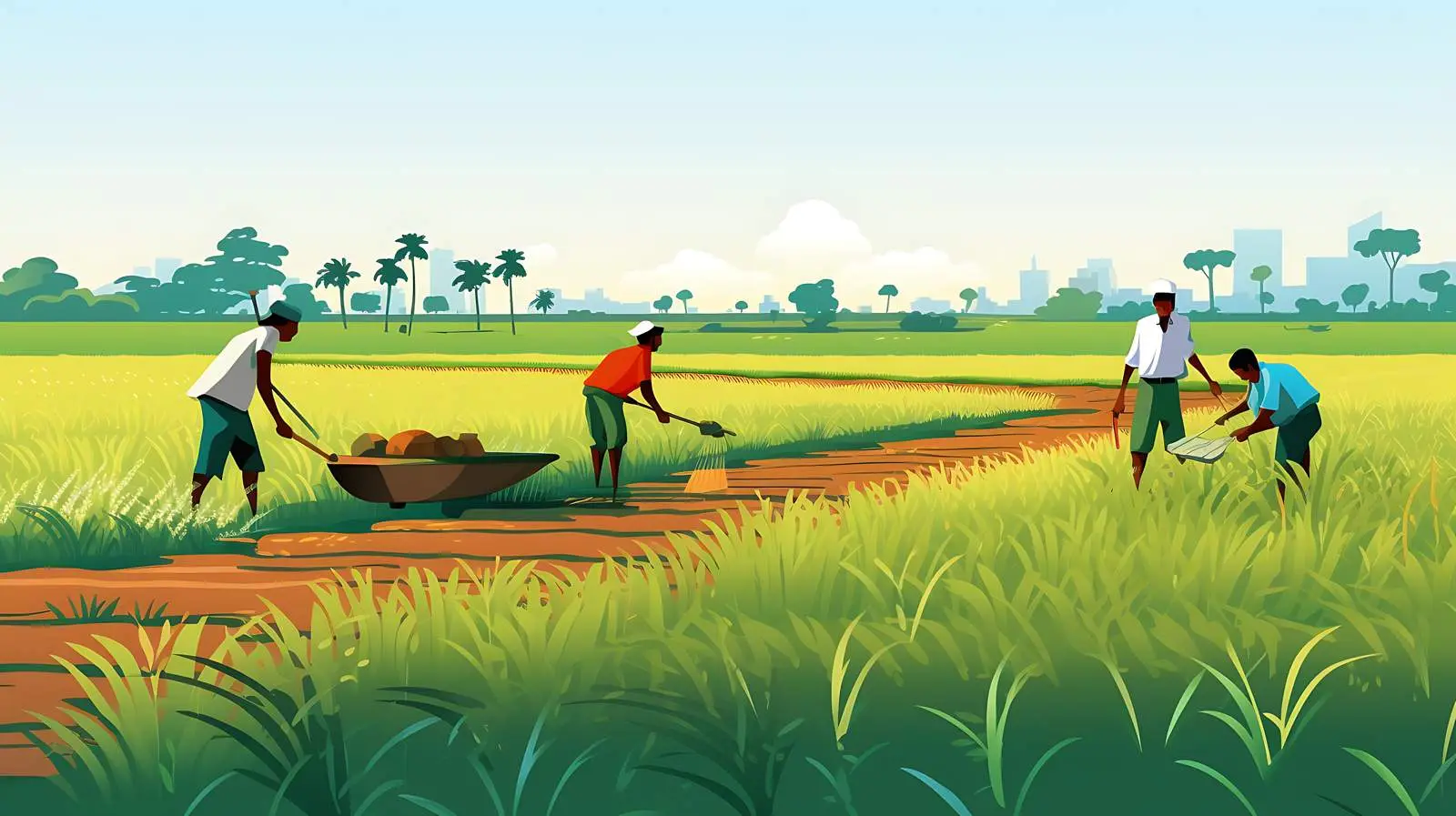 Indian Farmers Harvesting Rice — free download from Dotvec