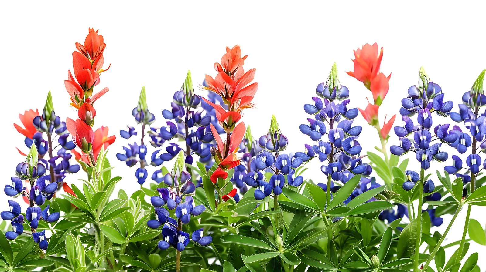 Vibrant Indian Paintbrush in Texas Bluebonnets — free download from Dotvec