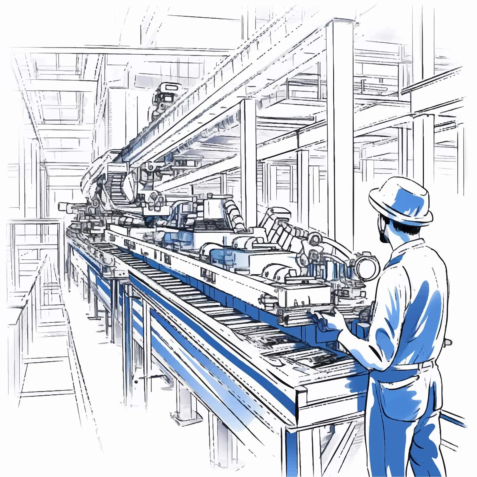 Industrial Belt Conveyor with Hanging Manipulators — free download from Dotvec