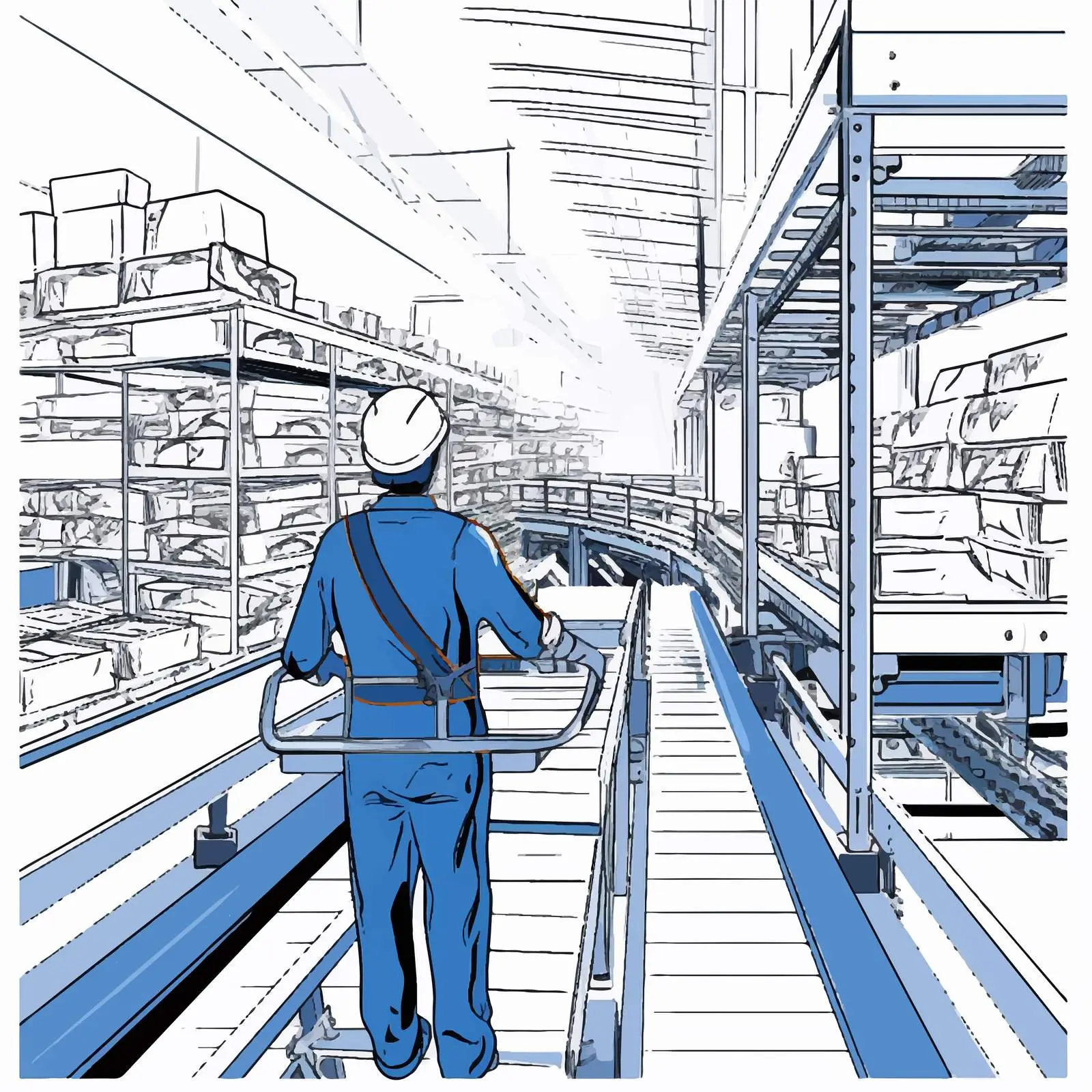 Industrial Belt Conveyor with Hanging Manipulators — free download from Dotvec