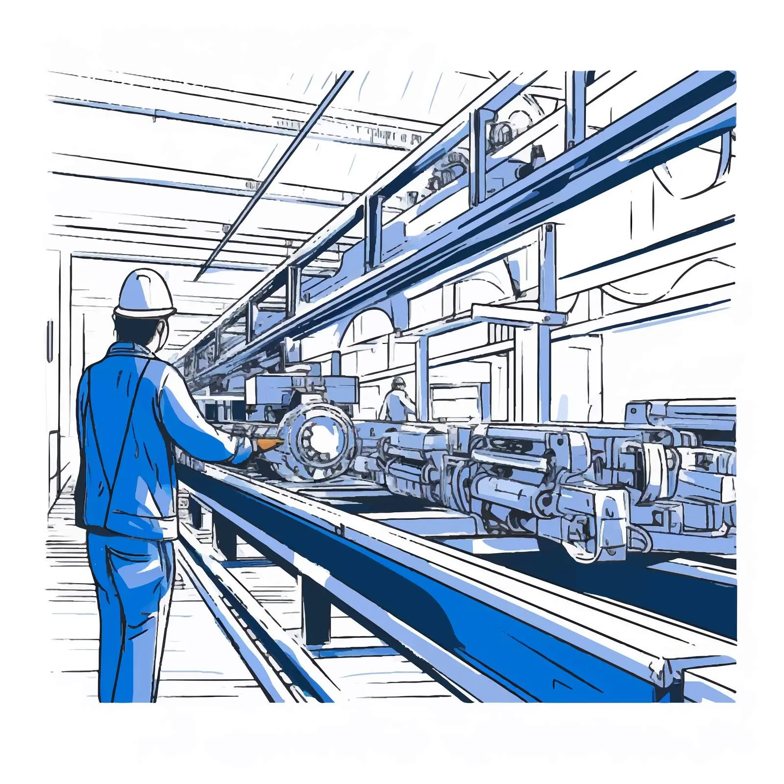 Industrial Belt Conveyor with Hanging Manipulators — free download from Dotvec