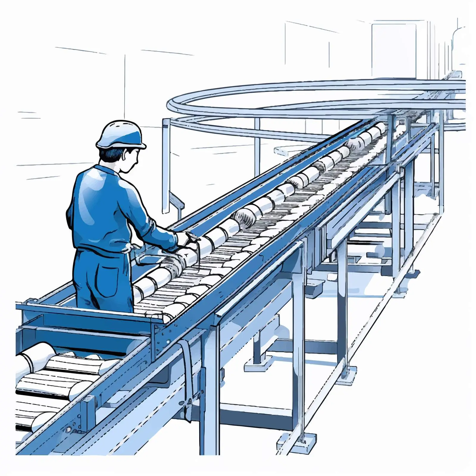 Industrial Belt Conveyor with Hanging Manipulators – free conveyor image from Dotvec