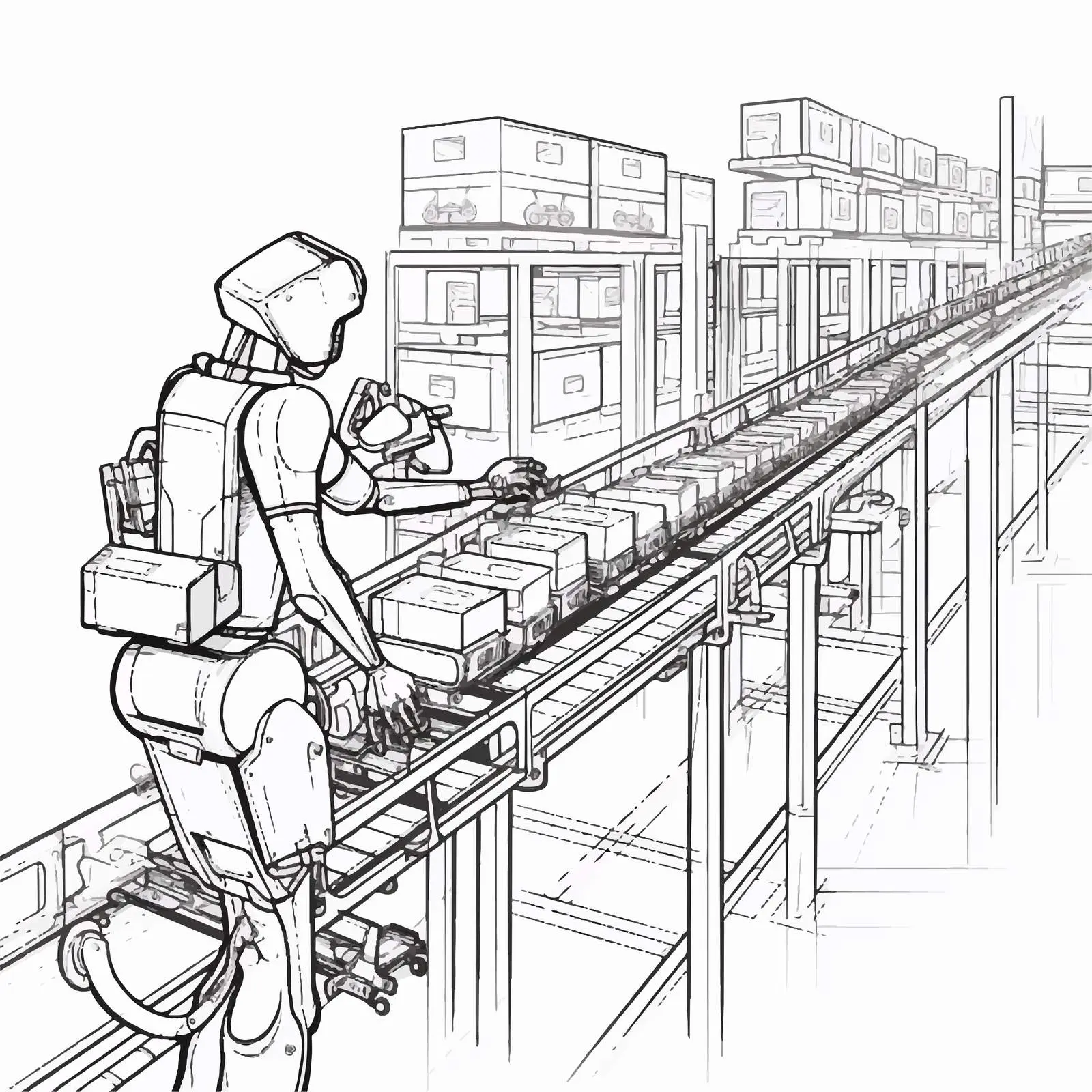 Robotic Arm Industrial Belt Conveyor System — free download from Dotvec