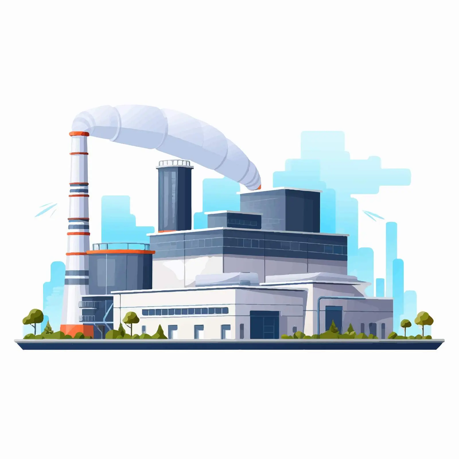 Industrial Factory Building with Emitting Pipes — free download from Dotvec