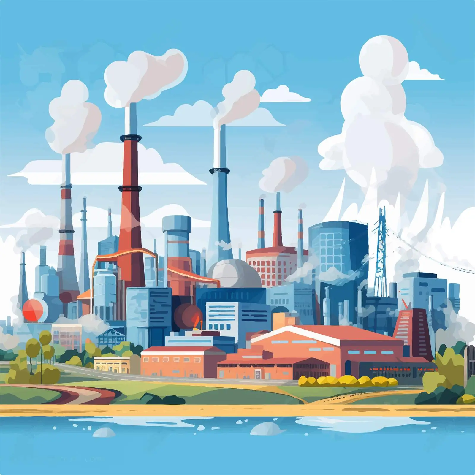 Industrial Zone with Factories and Manufacturing Plants — free download from Dotvec