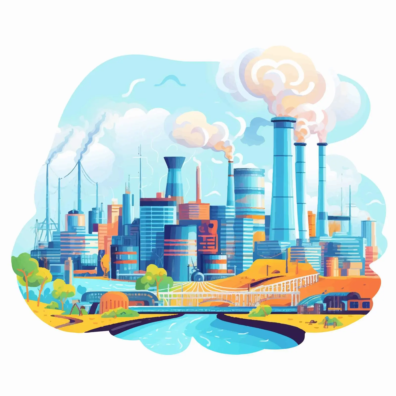 Industrial Zone with Manufacturing Factories and Plants – free automatic image from Dotvec