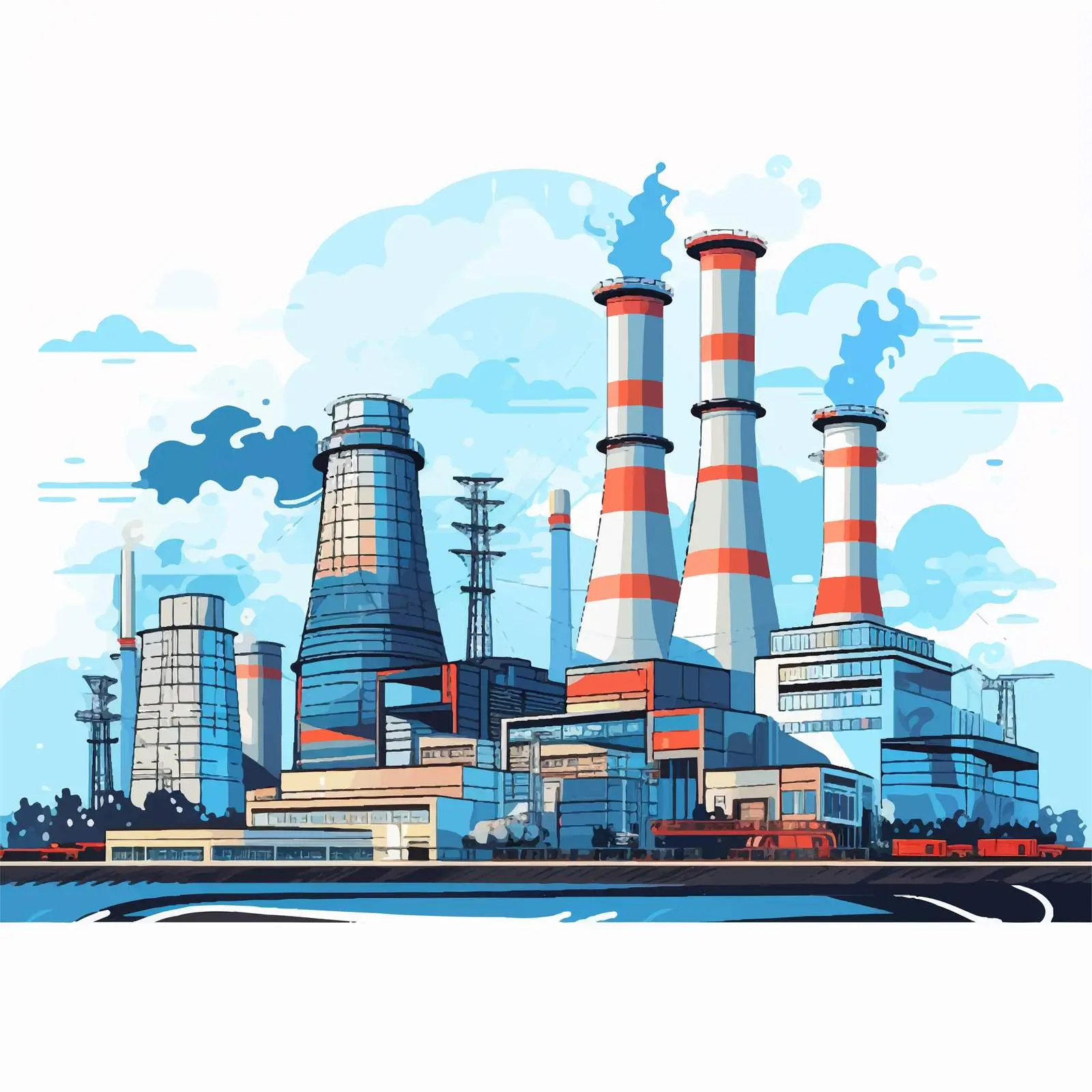 Industrial Zone with Factories and Manufacturing Plants — free download from Dotvec