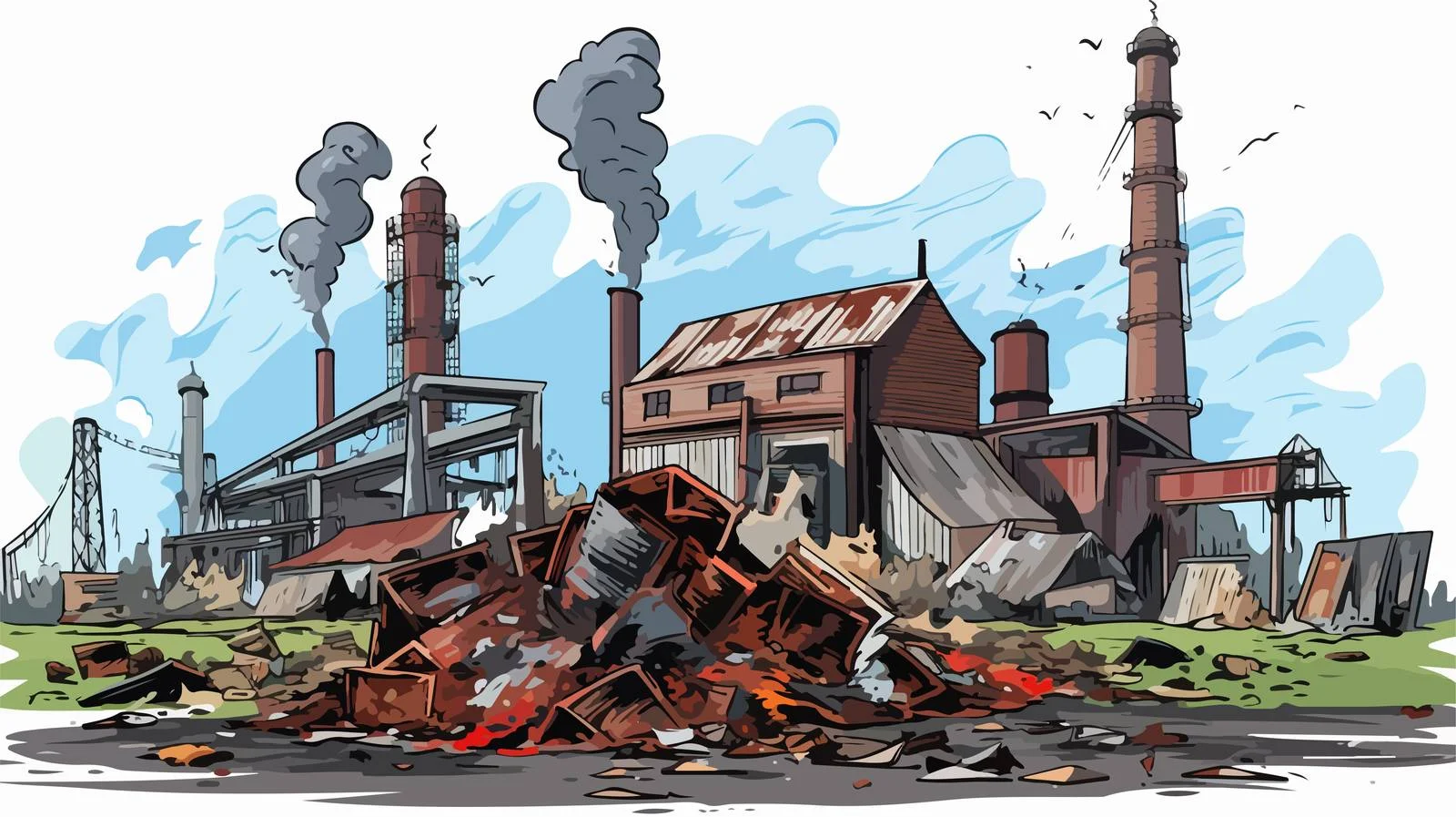 Industrial Waste Cartoon Illustration — free download from Dotvec