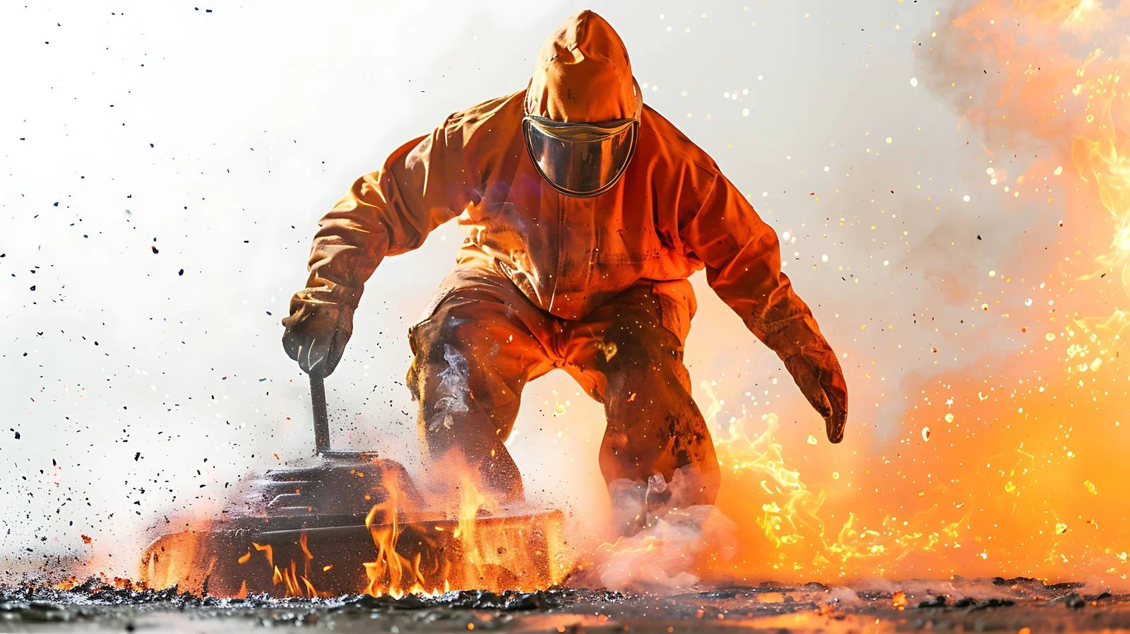 Copper smelting process at industrial furnace — free download from Dotvec