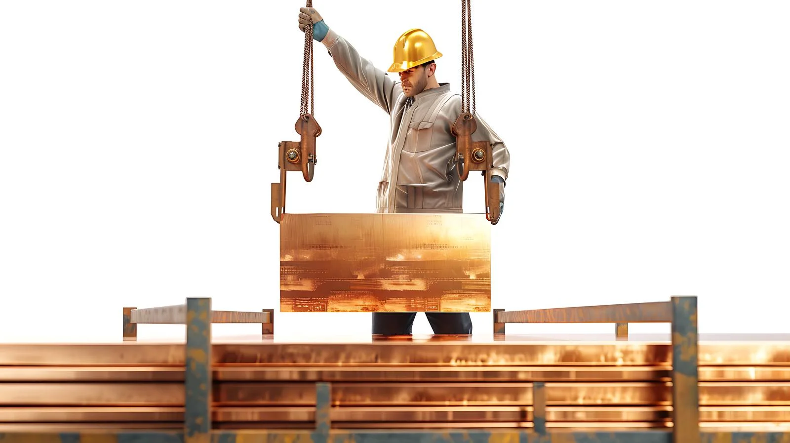 Industry Worker Lifting Copper Plates Indoors — free download from Dotvec