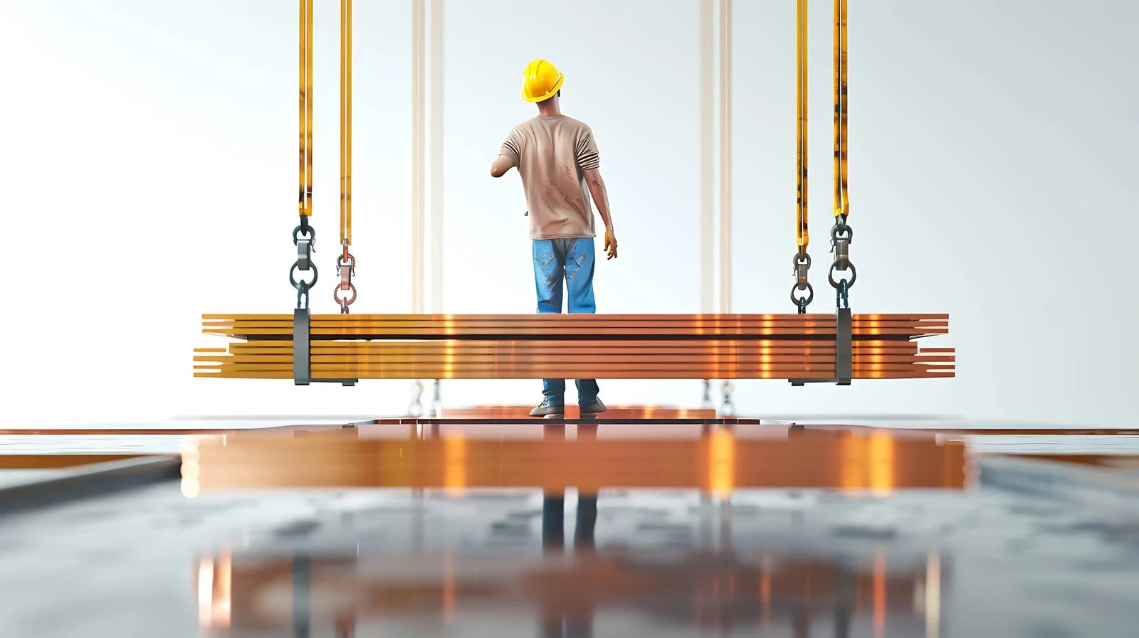 Industrial Worker Handling Copper Plates Indoors — free download from Dotvec