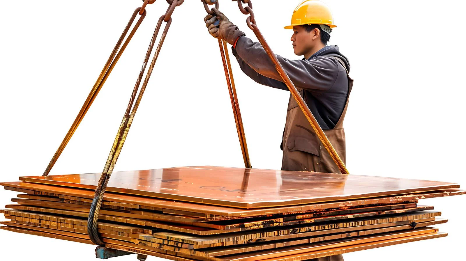 Industrial Copper Plate Lifting in Factory — free download from Dotvec