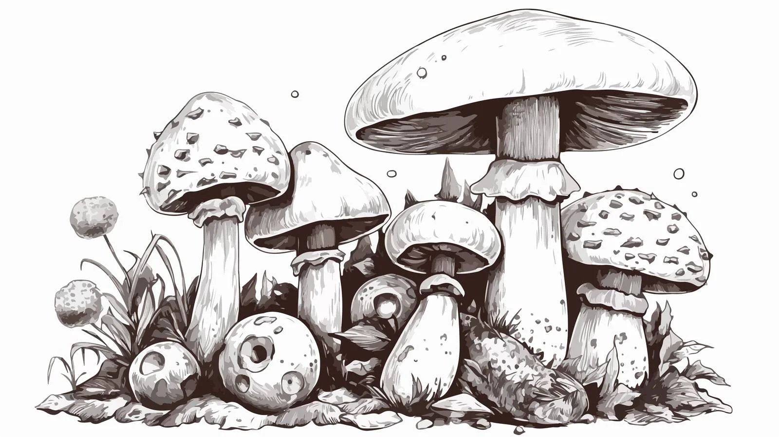 Various Inedible Mushrooms Labeled on White Background — free download from Dotvec