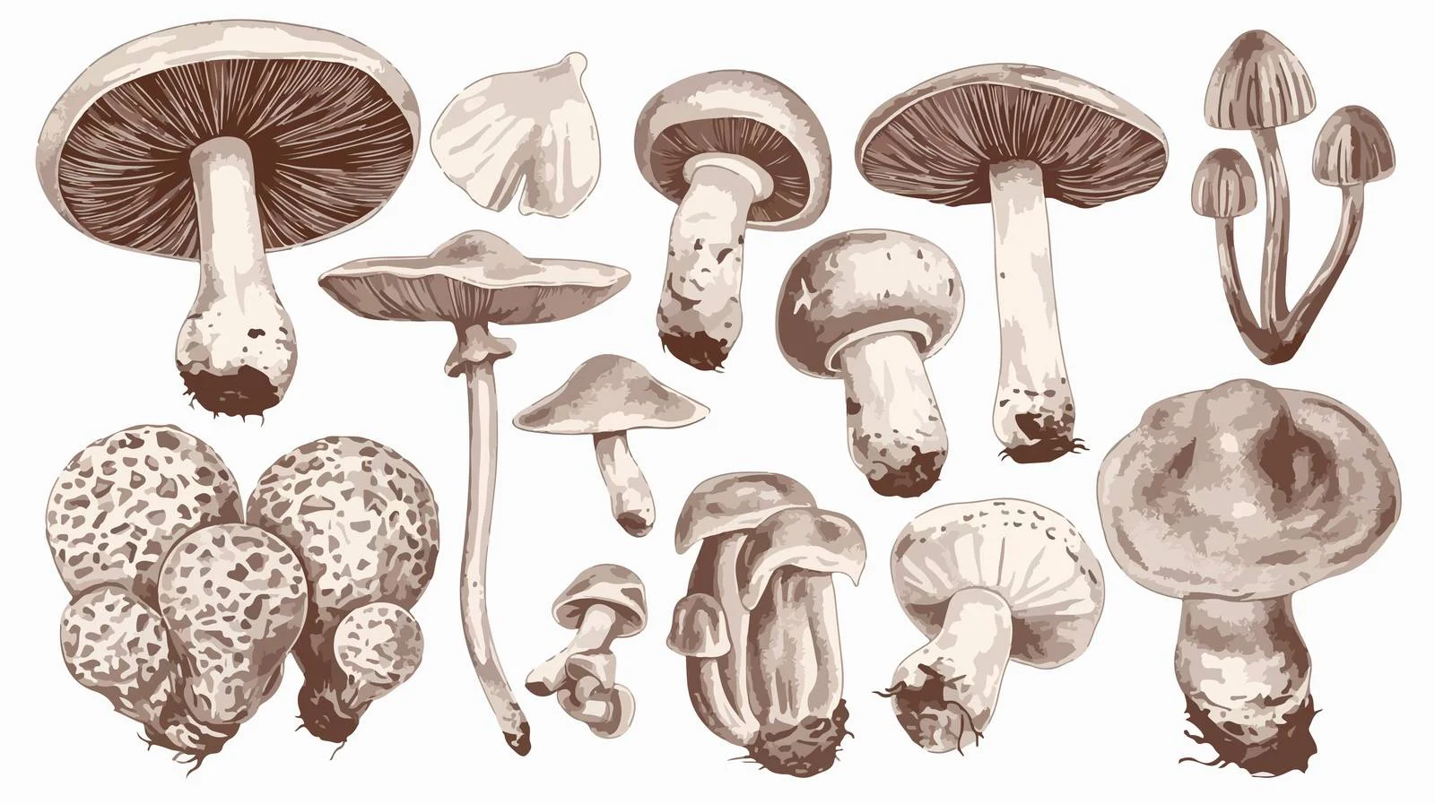Identified inedible mushrooms on white background – free inedibility image from Dotvec