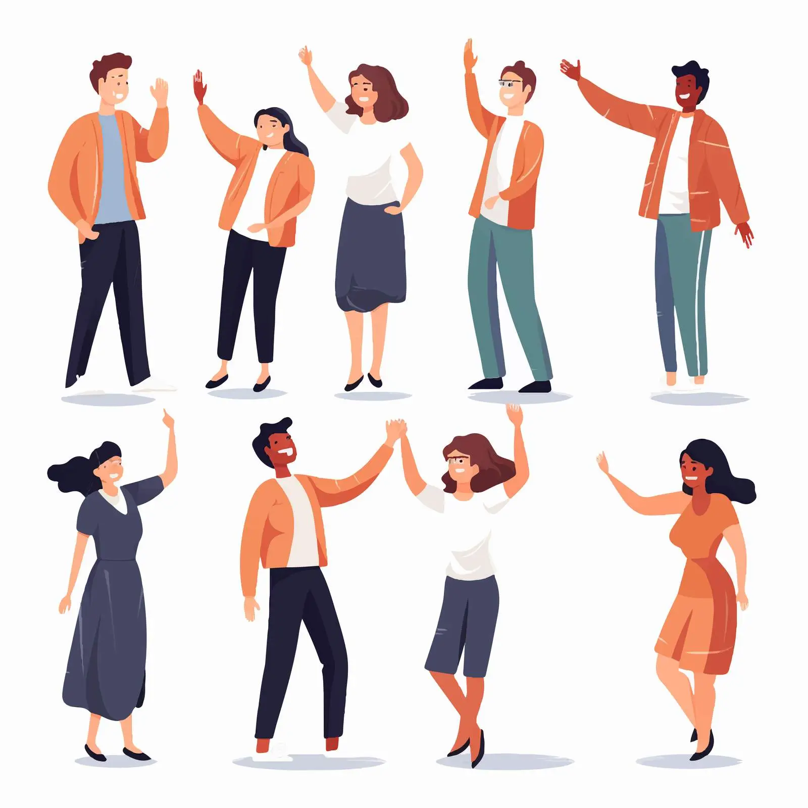 Happy People Flat Vector Illustrations for Greetings — free download from Dotvec