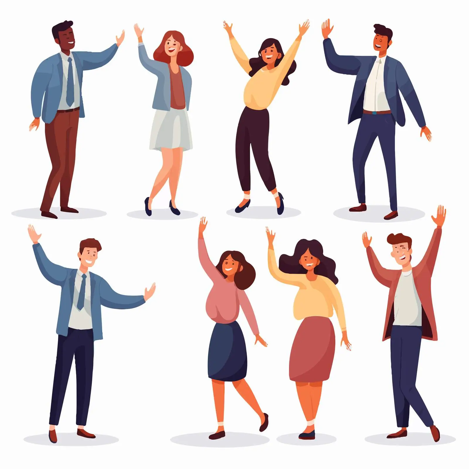 Happy People Vector Illustrations for Informal Greetings — free download from Dotvec