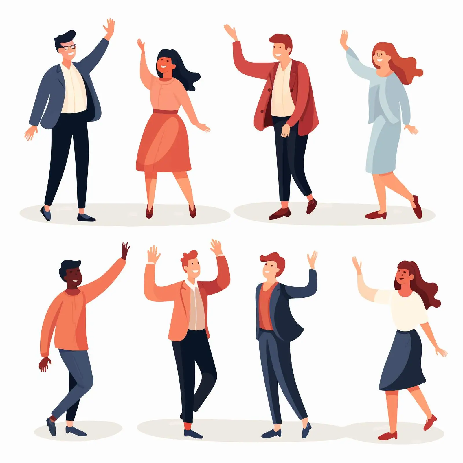 Happy People Vector Illustrations for Informal Greetings — free download from Dotvec