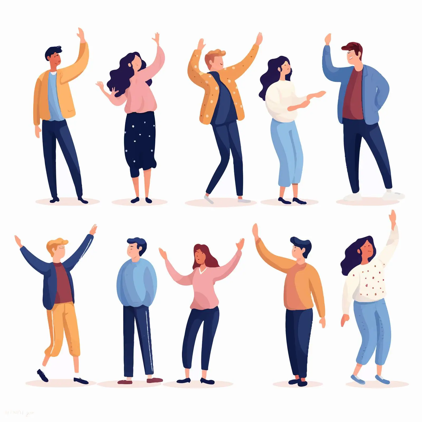 Happy People Flat Vector Illustrations Set – free social interactions image from Dotvec