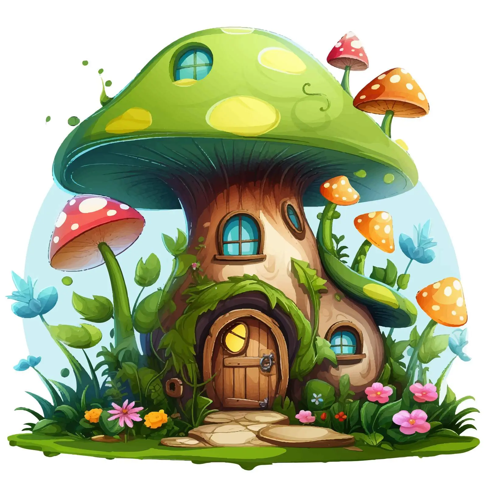 Insect Cartoon Character at Fairy House Illustration — free download from Dotvec