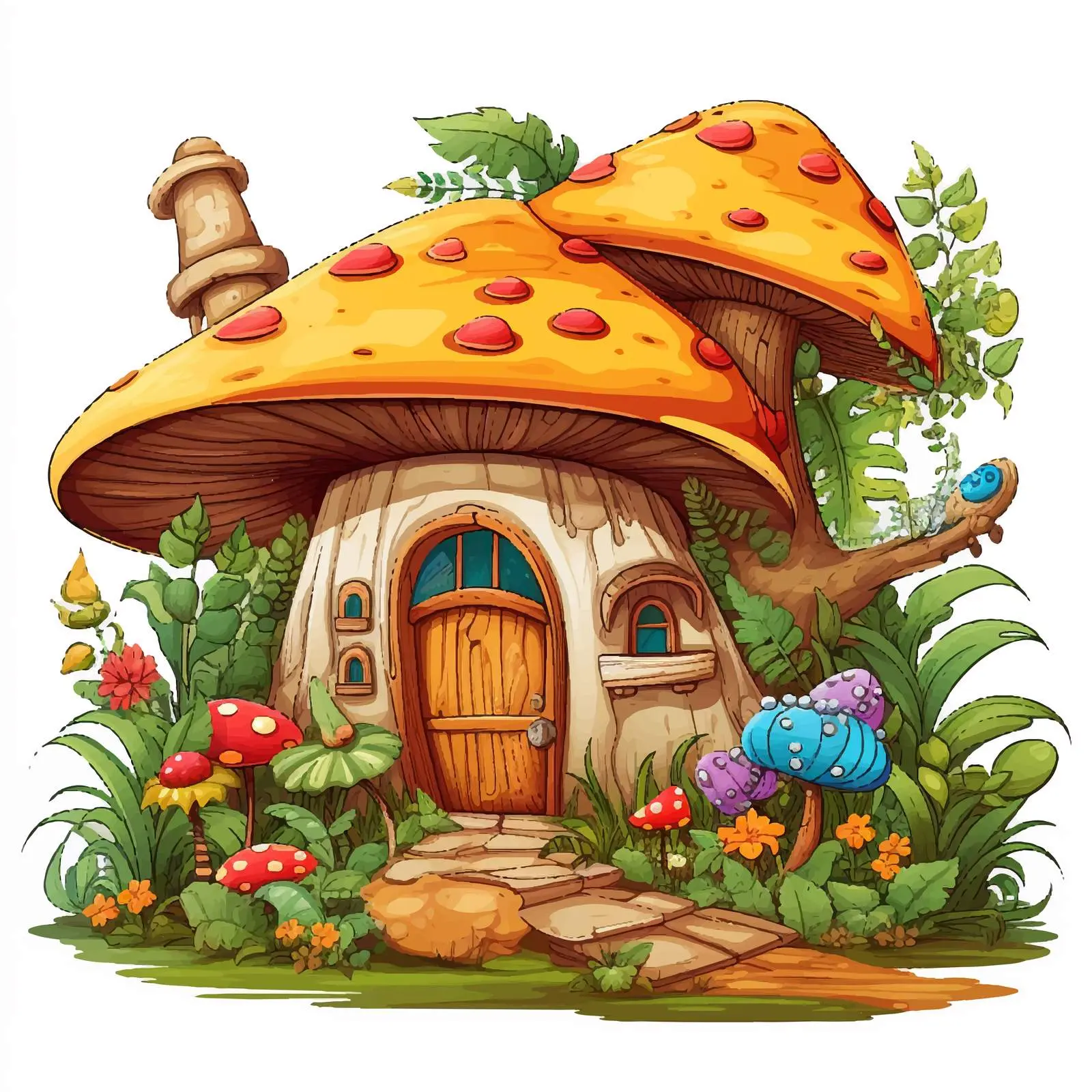 Insect Near Enchanted House Vector Illustration — free download from Dotvec