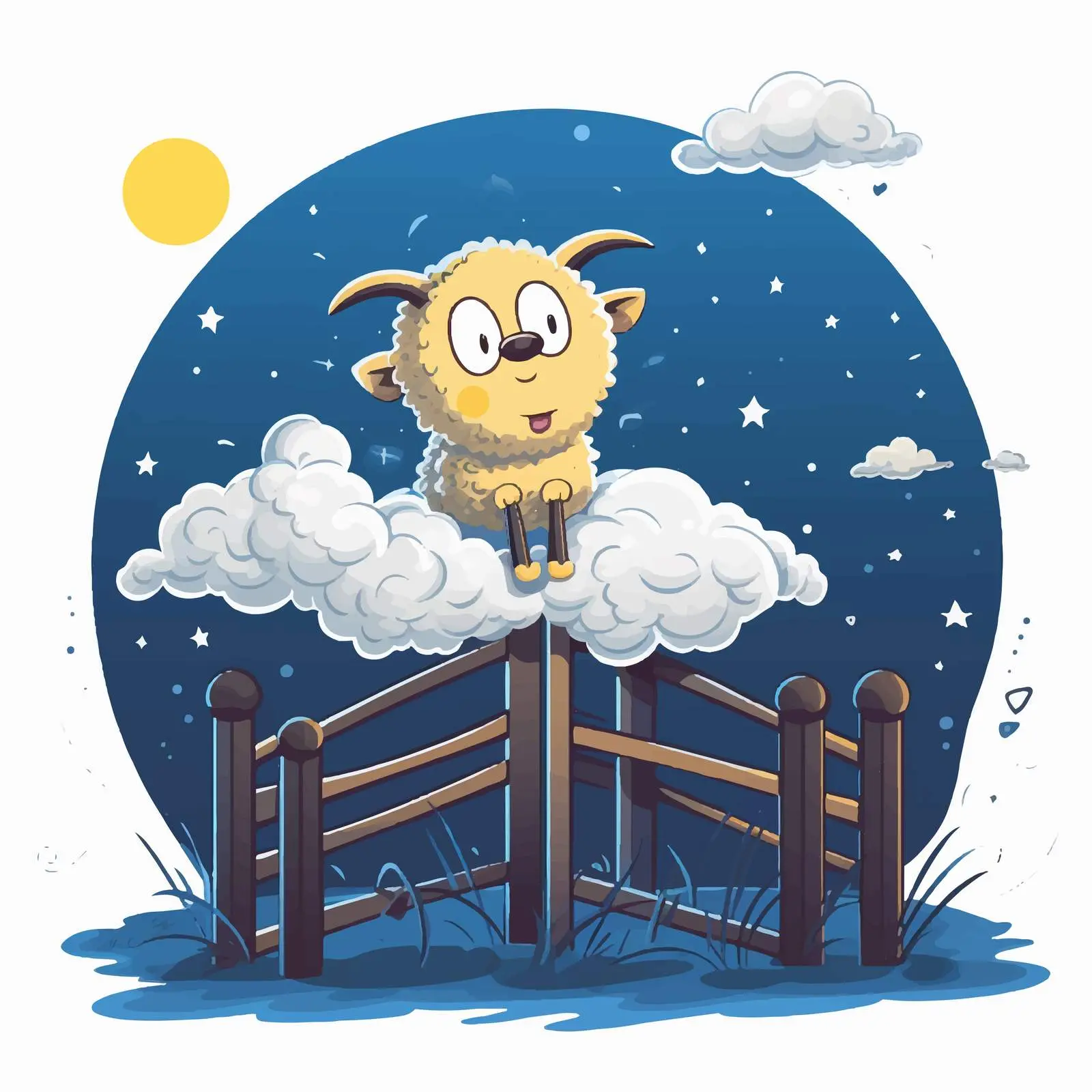 Comic Illustration of Insomnia and Counting Sheep — free download from Dotvec