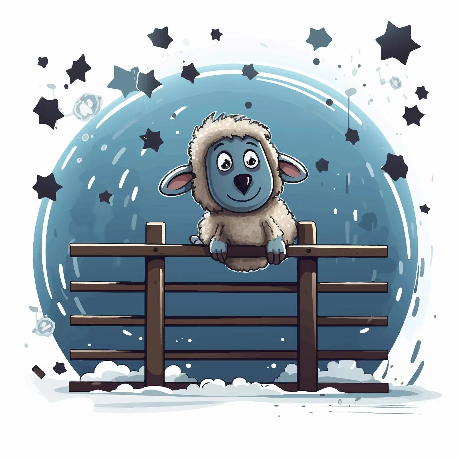 Comic Illustration of Counting Sheep for Insomnia — free download from Dotvec