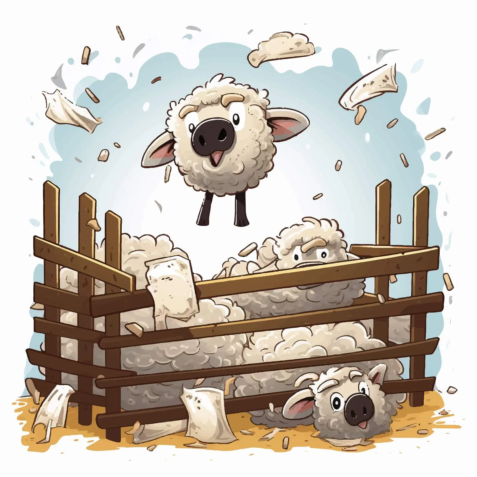 Comic Illustration of Counting Sheep for Insomnia Relief — free download from Dotvec