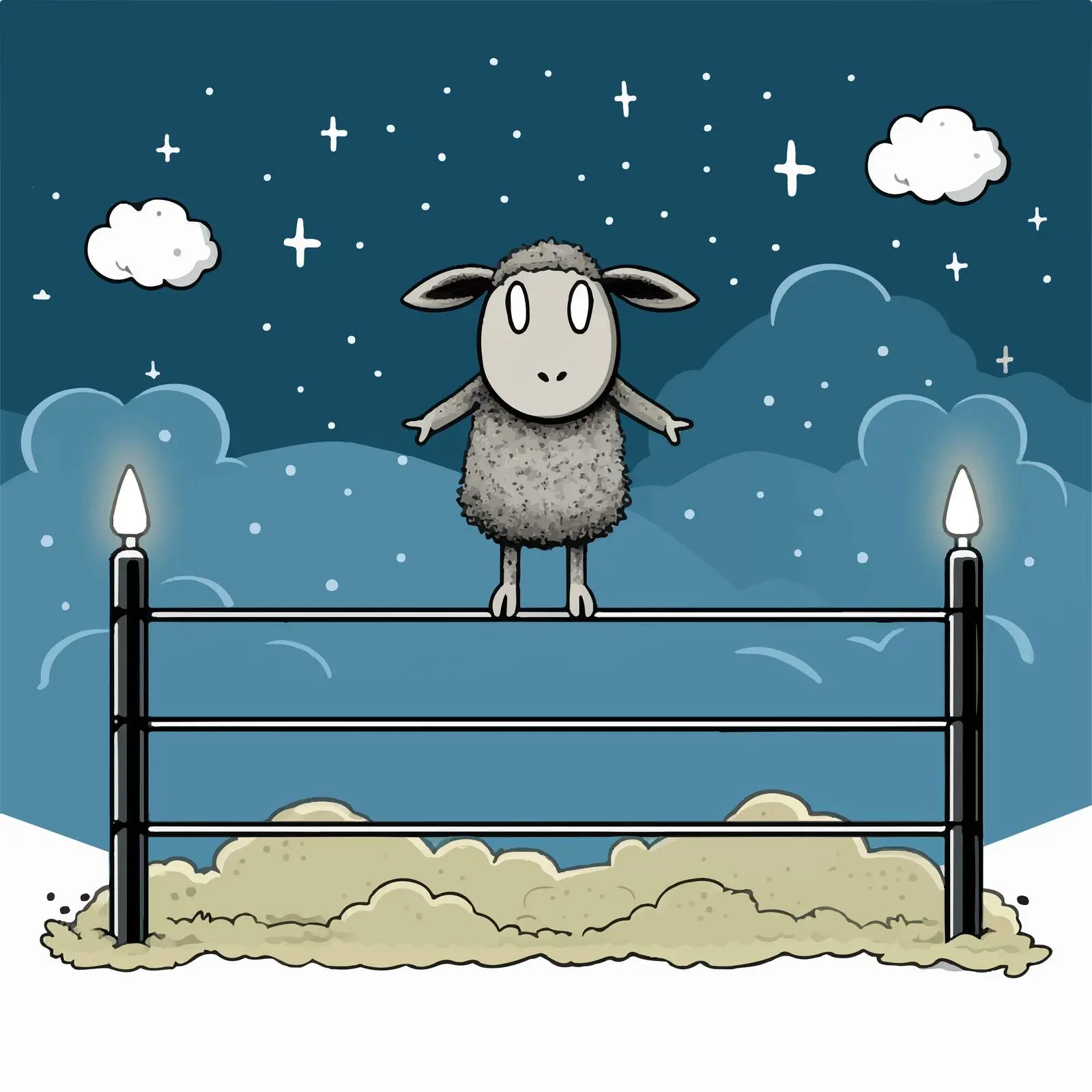 Comic Illustration of Insomnia and Sheep Counting — free download from Dotvec