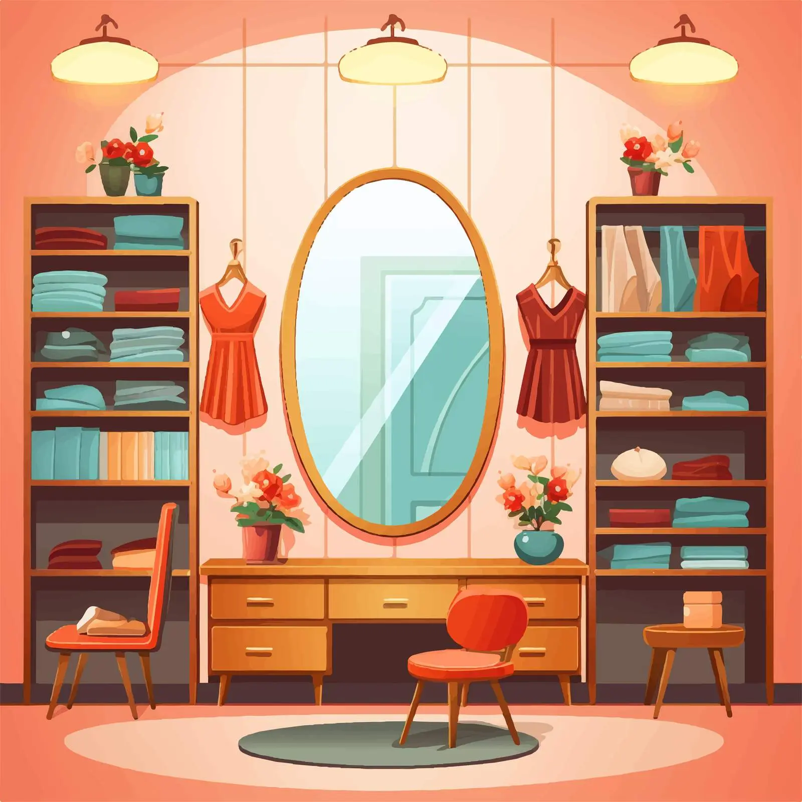 Stylish Dressing Room Interior Design Illustration – free 3d design image from Dotvec