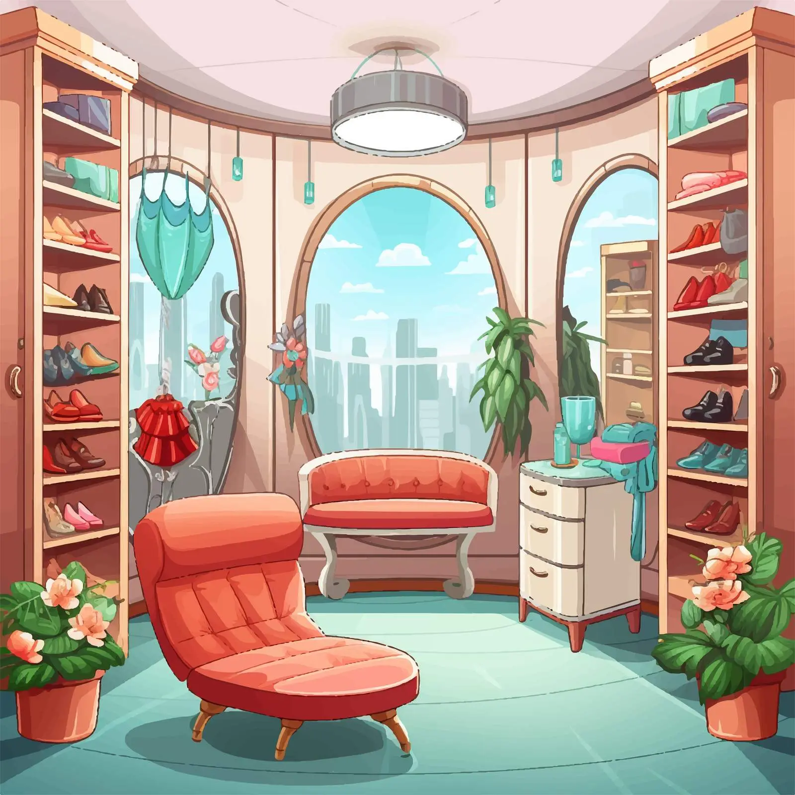 Dressing Room Interior Design Vector Illustration — free download from Dotvec