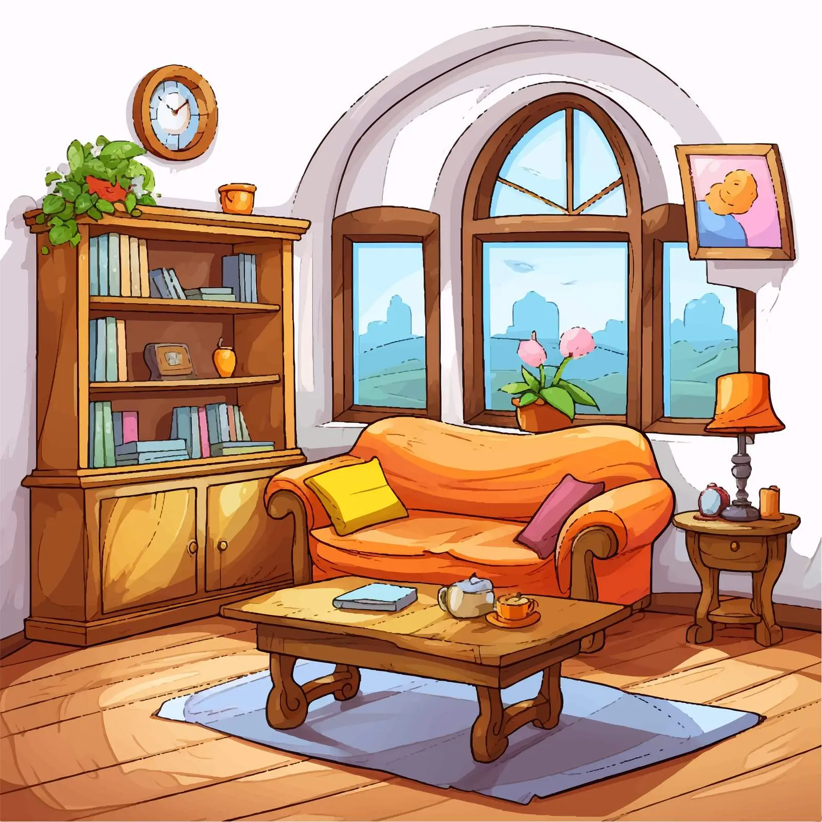 Cozy Living Room Cartoon Vector Illustration — free download from Dotvec