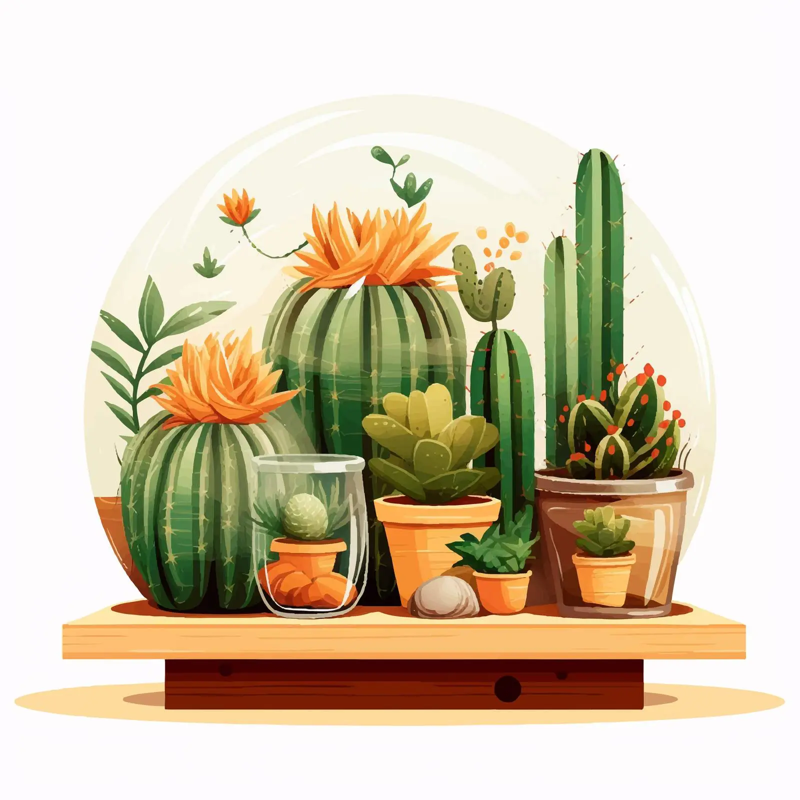 Cozy Room with Succulents and Cactuses – free tranquil environment image from Dotvec