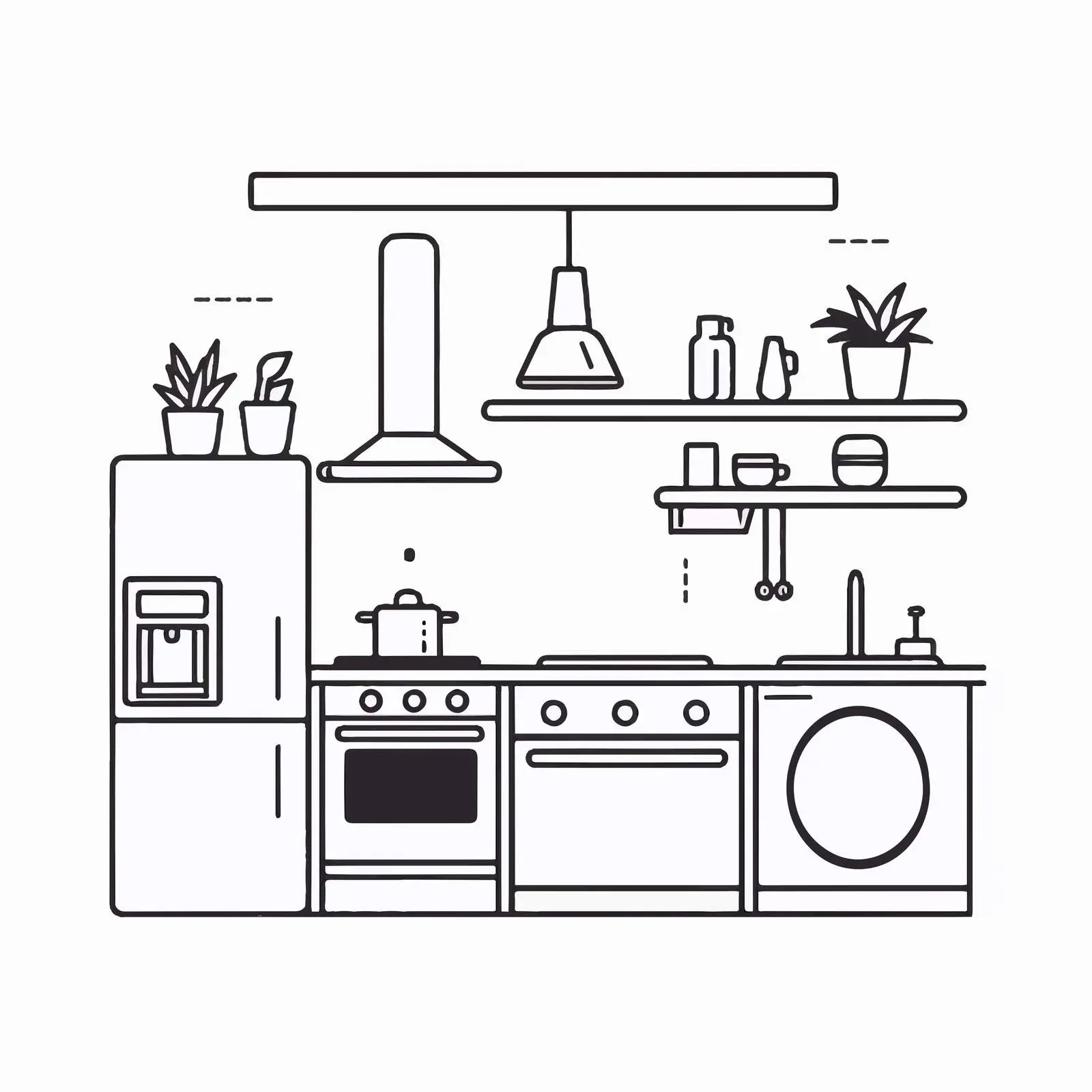 Modern Furnished Kitchen with Appliances and Decor — free download from Dotvec