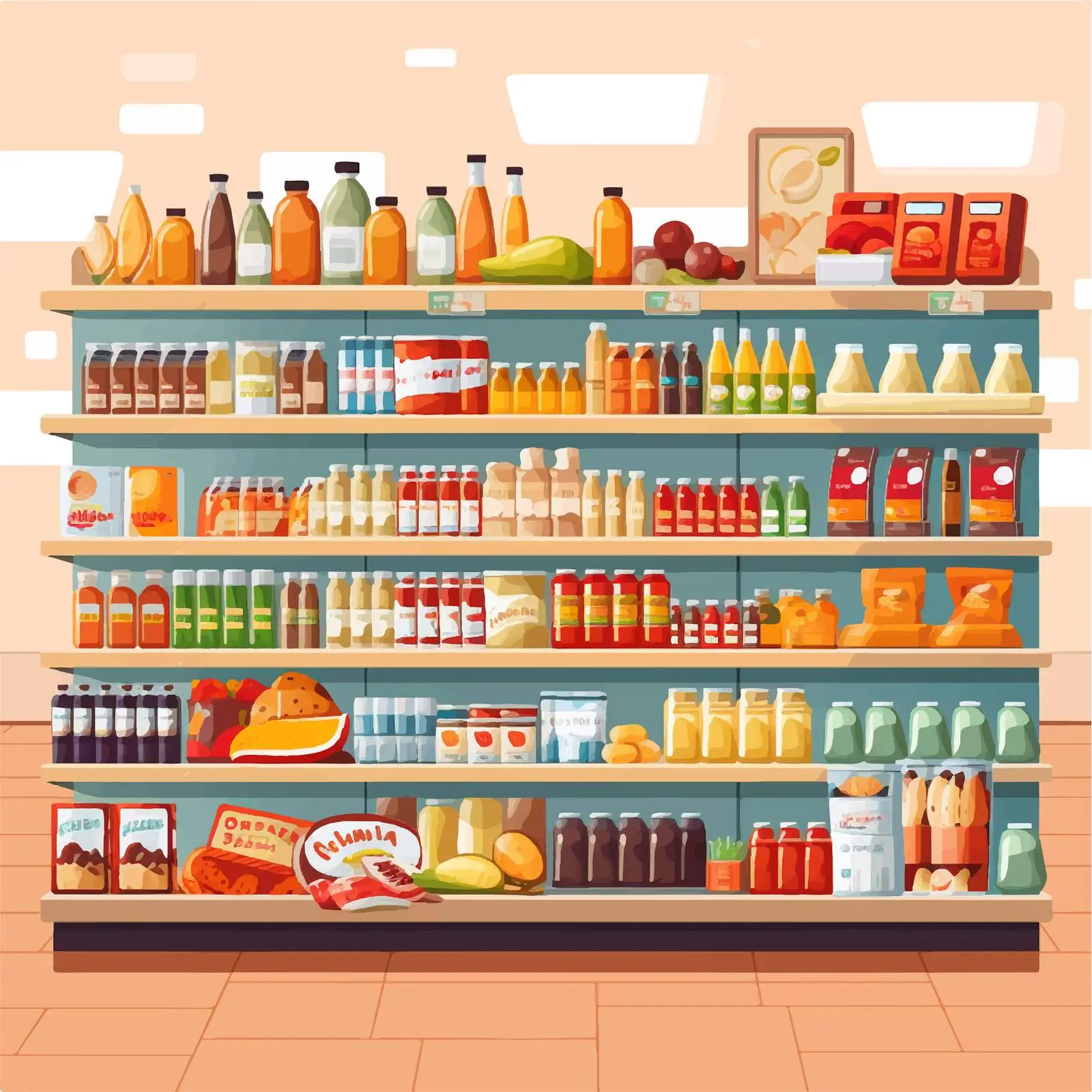 Modern Grocery Store Interior with Shelves and Products – free food display image from Dotvec